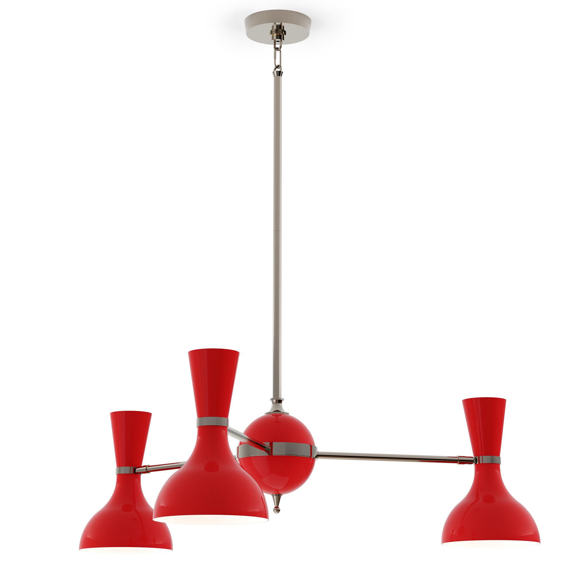 Shown in Polished Nickel finish and Ruby Red shade