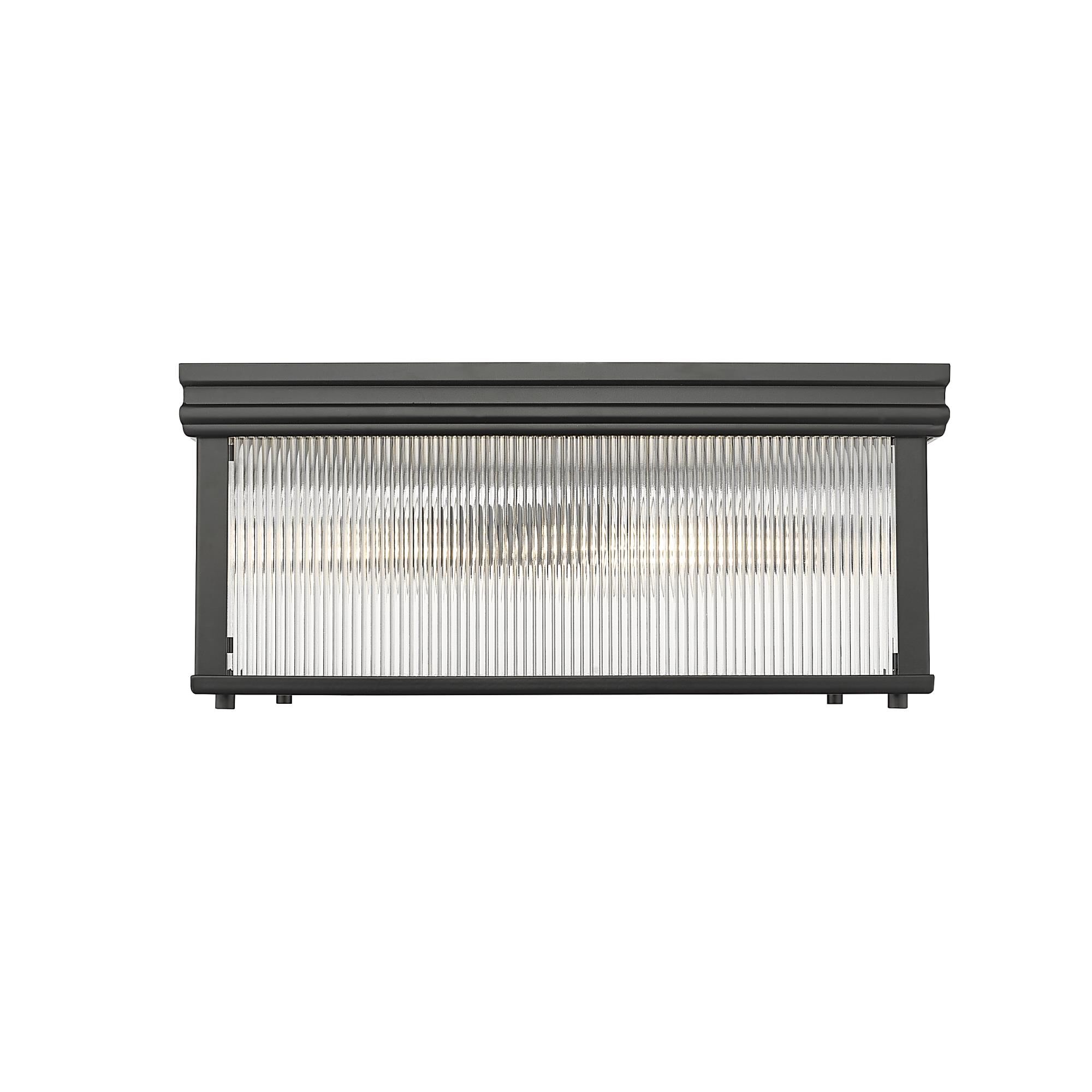 Shown in Matte Black finish and Clear Ribbed glass and Clear Ribbed shade