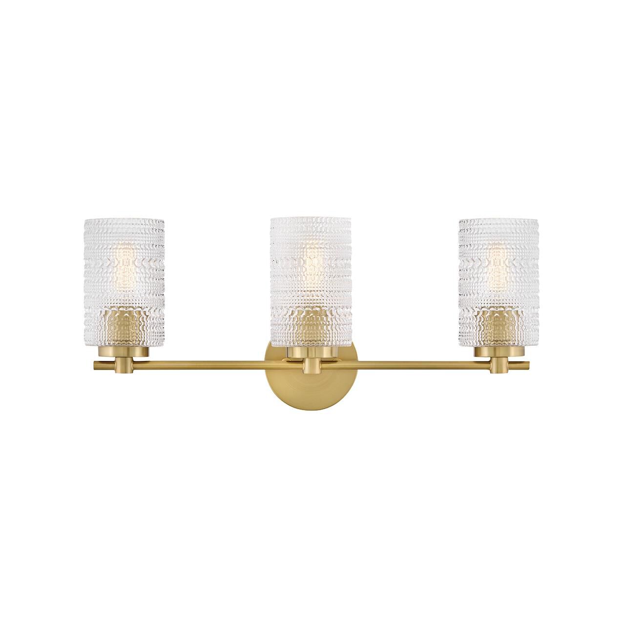 Shown in Lacquered Brass finish and Clear Hobnail glass