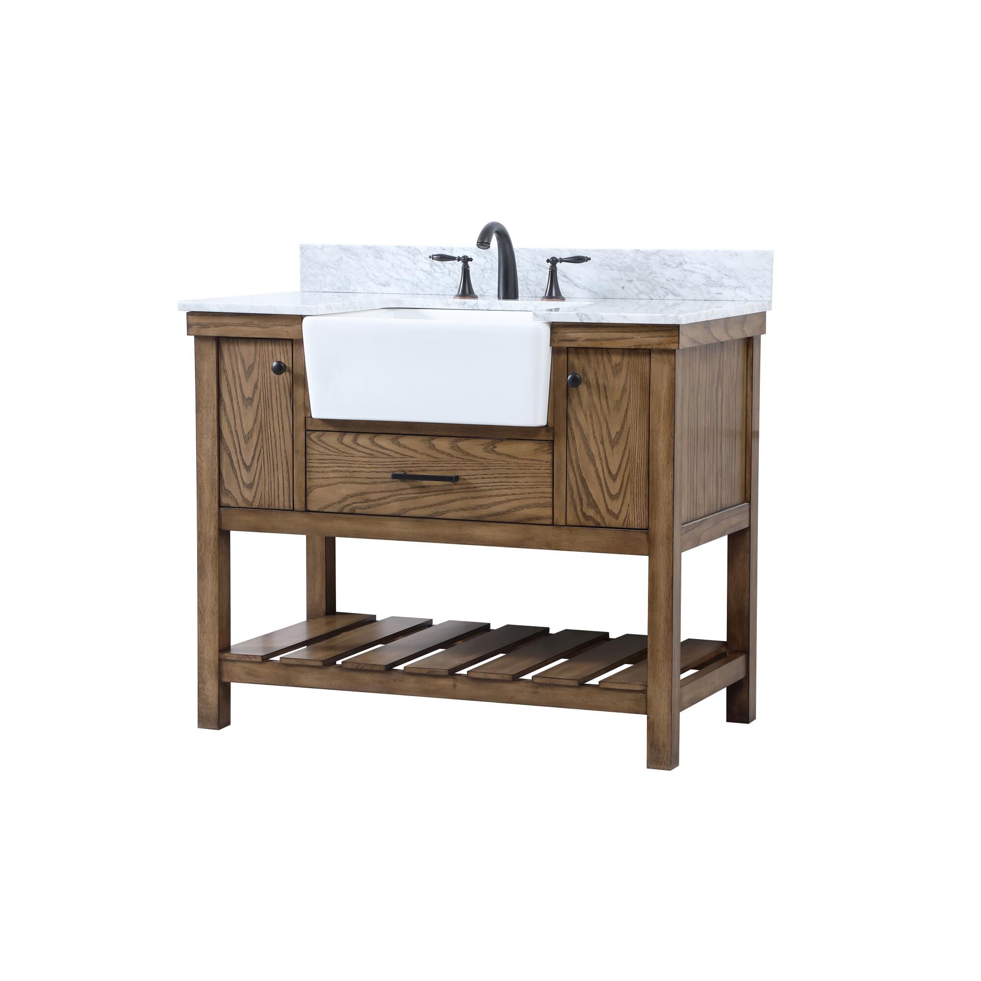 Shown in Driftwood finish and With Backsplash accent