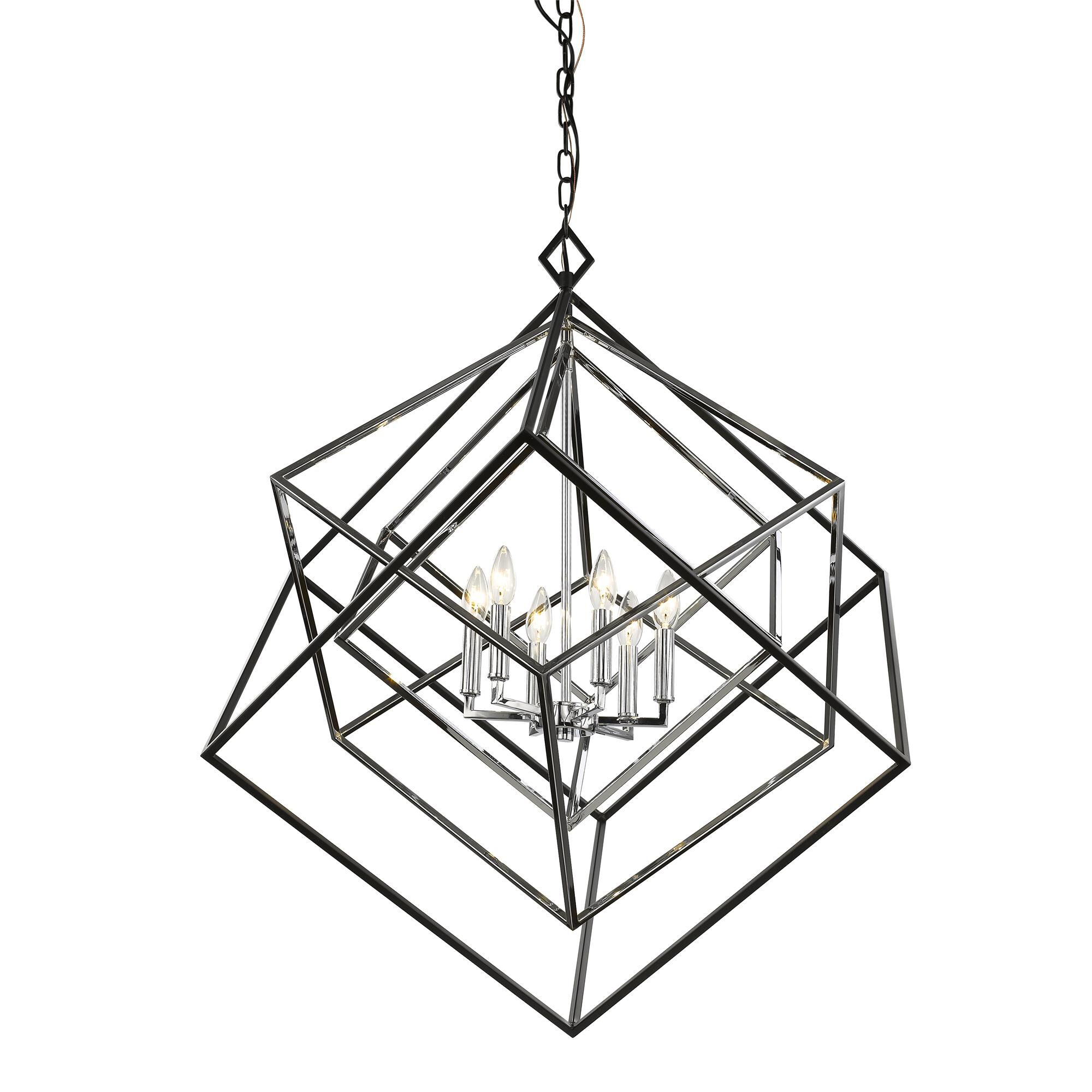 Shown in Chrome + Matte Black finish and --- glass and --- shade