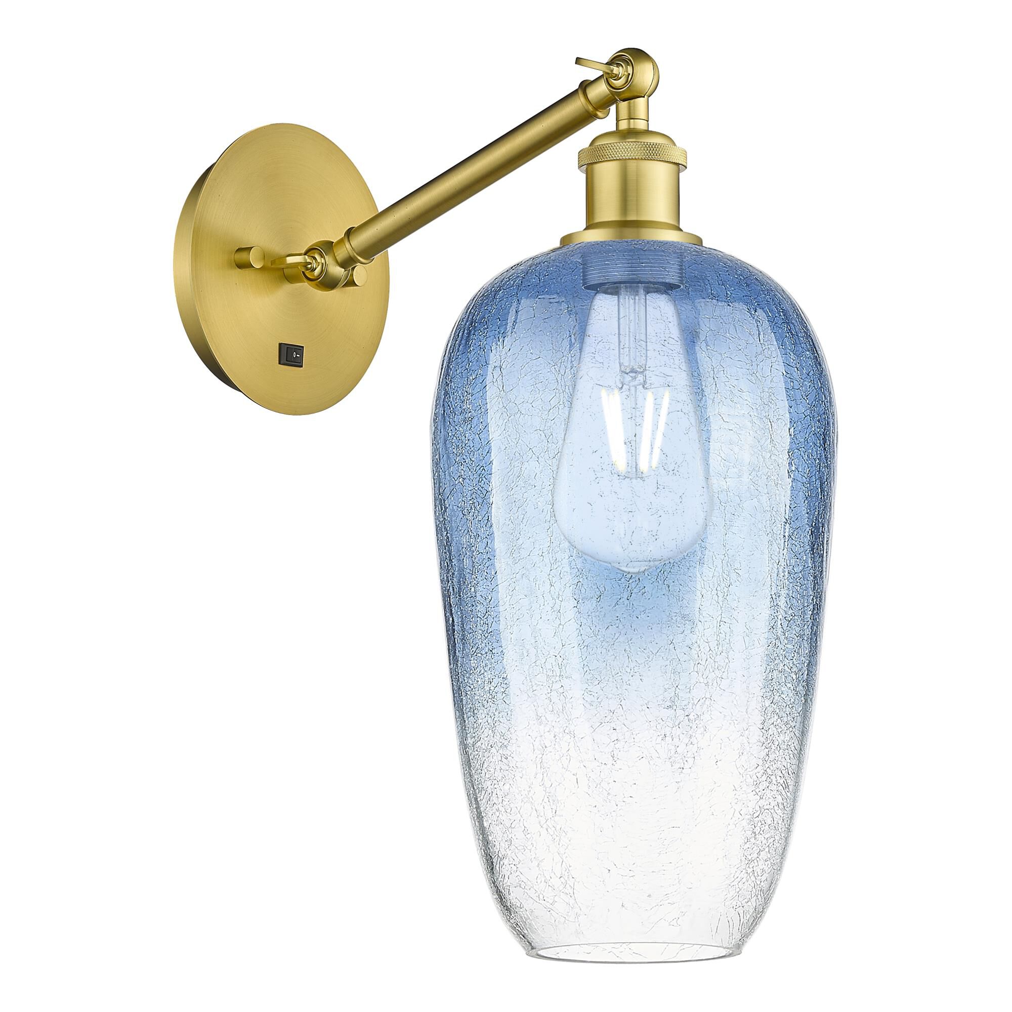 Shown in Satin Gold finish and Sapphire Blue glass