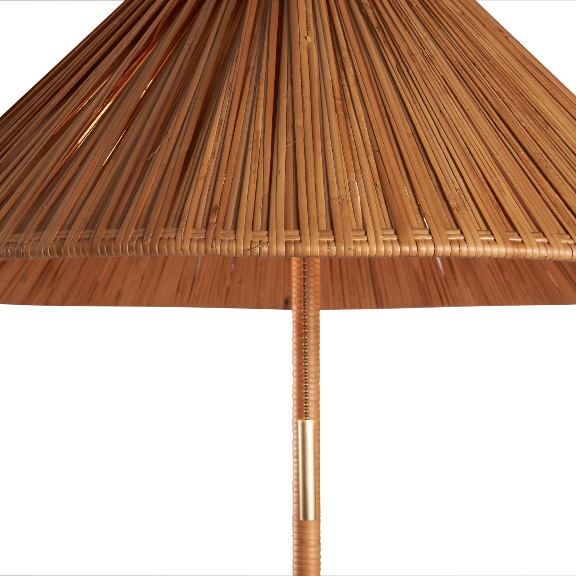 Shown in Brown finish and Rattan shade