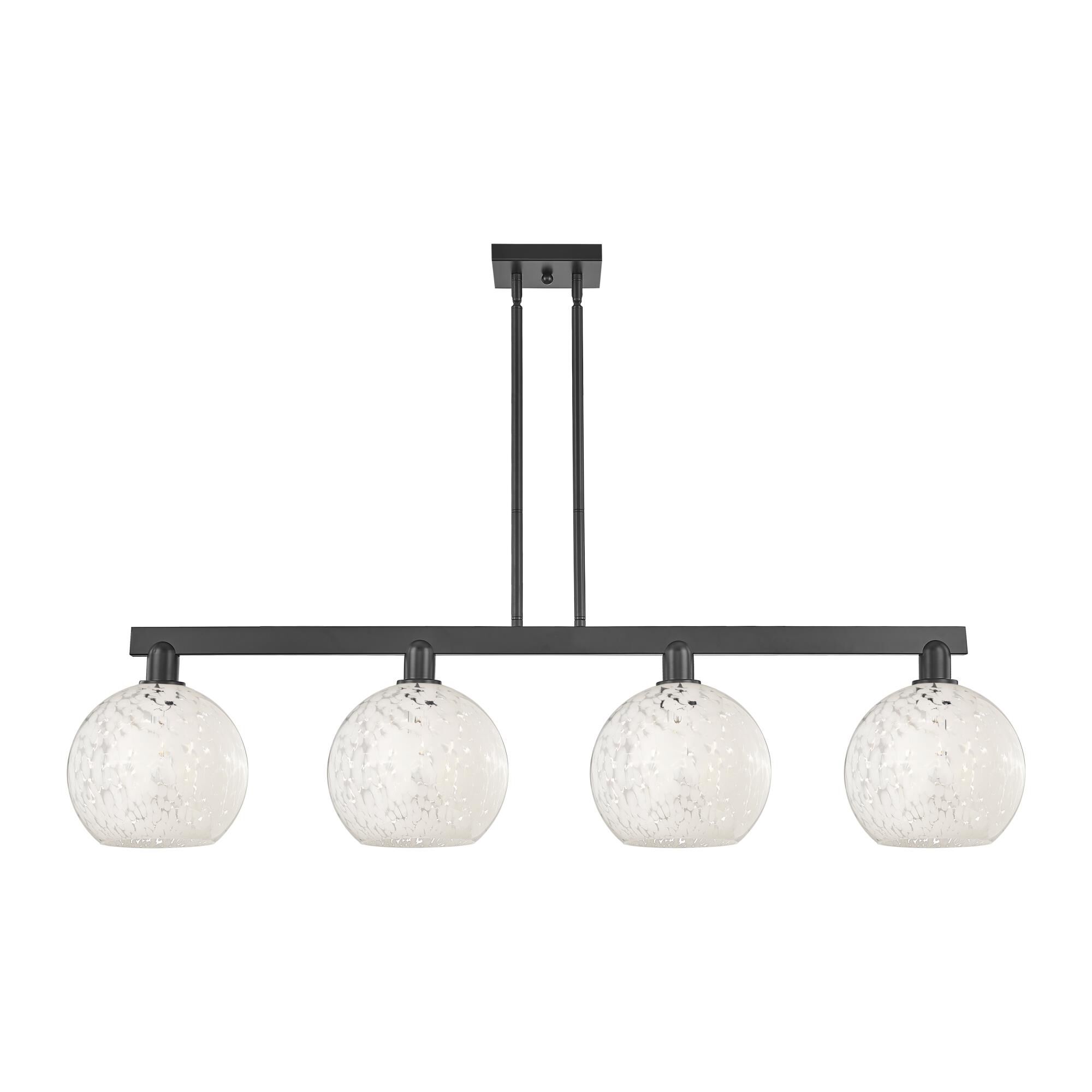 Shown in Matte Black finish and White Mouchette glass