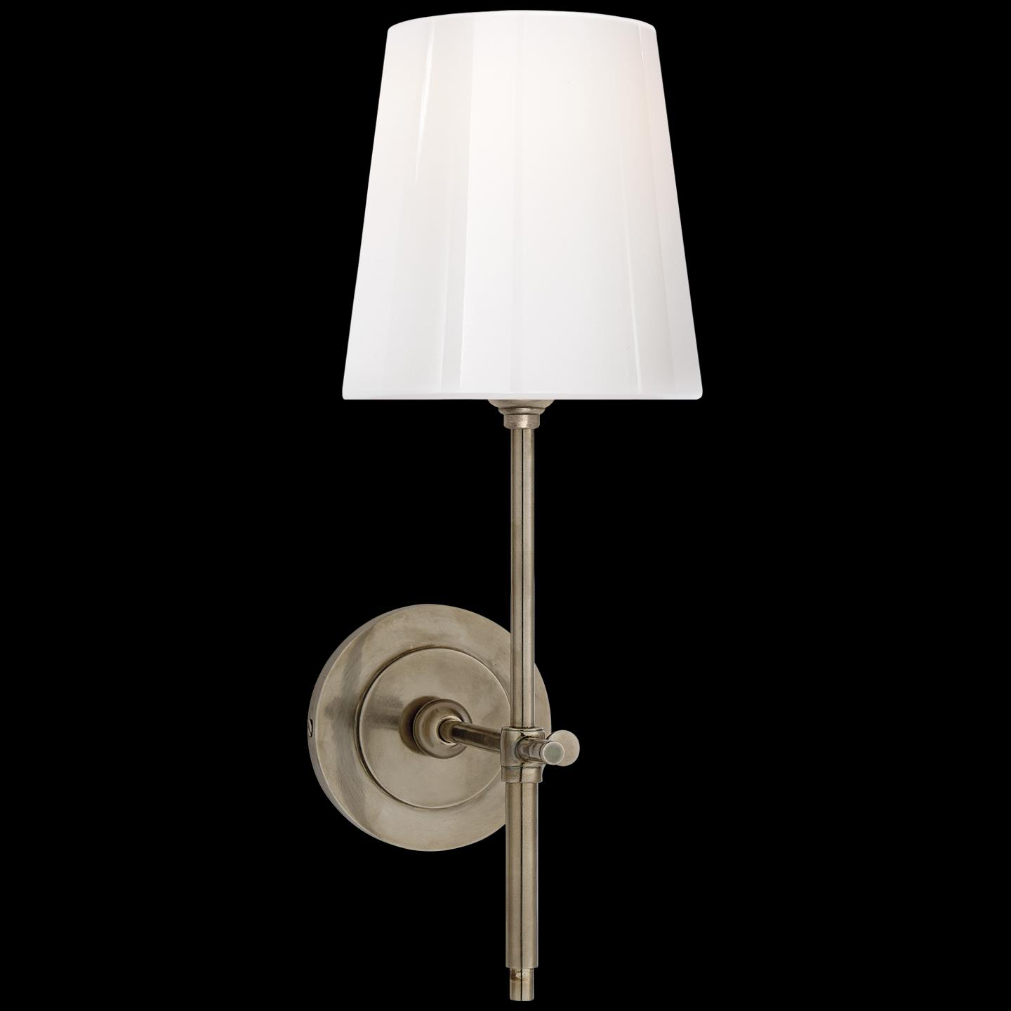 Shown in Antique Nickel finish and White glass