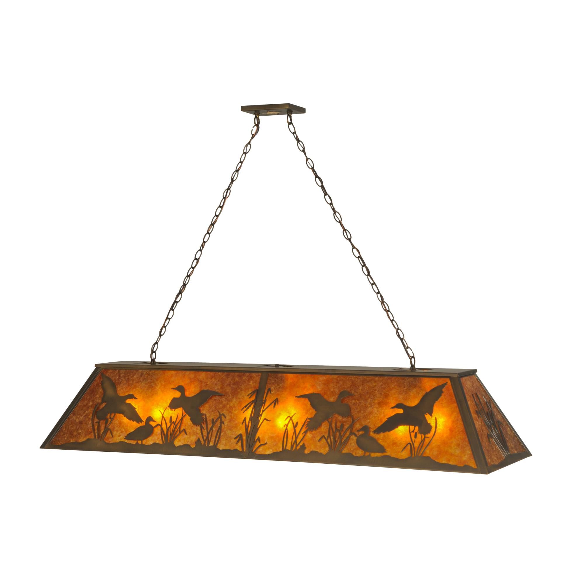 Shown in Antique Copper Finish finish and Amber Mica glass