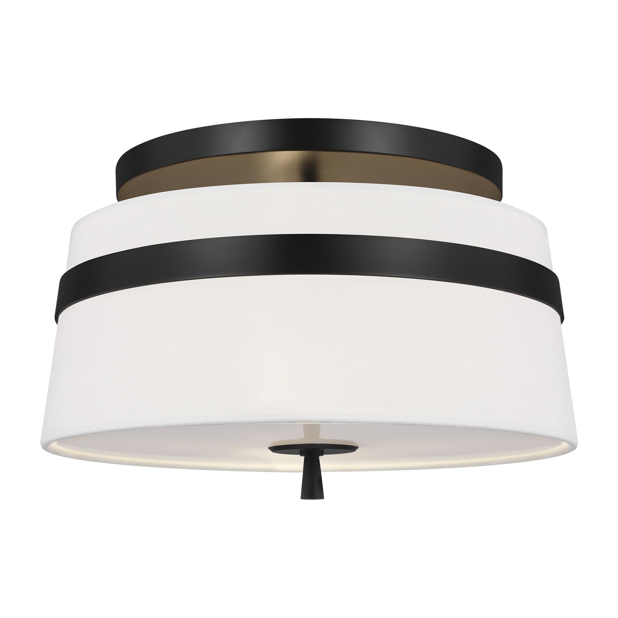 Shown in Aged Iron finish and White Linen Fabric shade