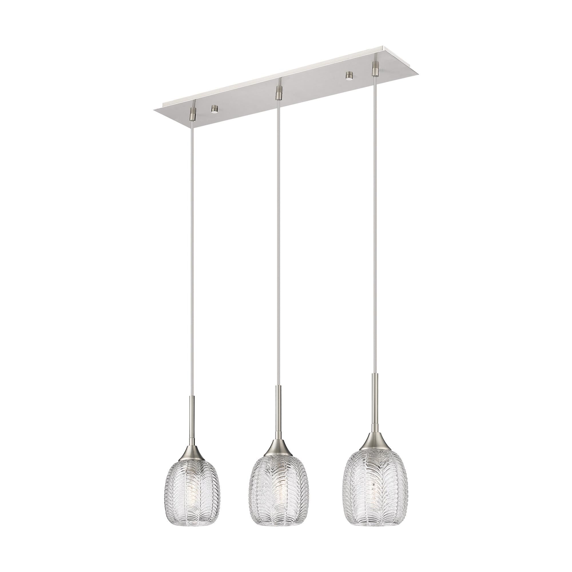Shown in Satin Nickel finish and Clear shade