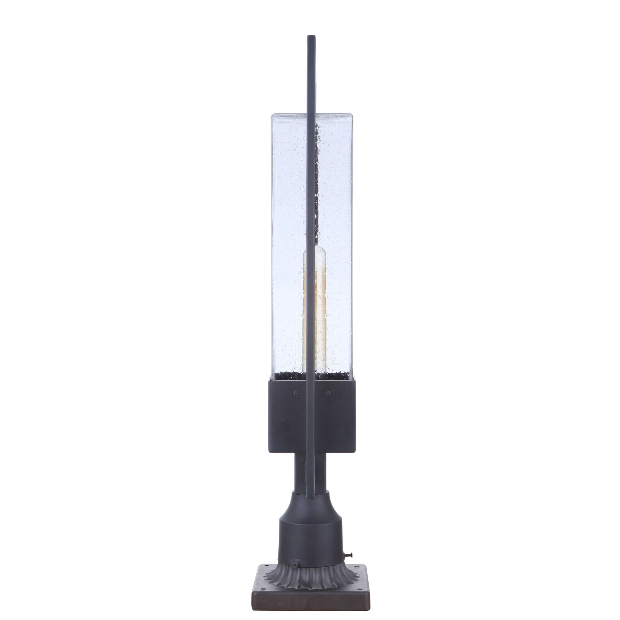 Shown in Midnight finish and Clear Seeded glass and Glass shade