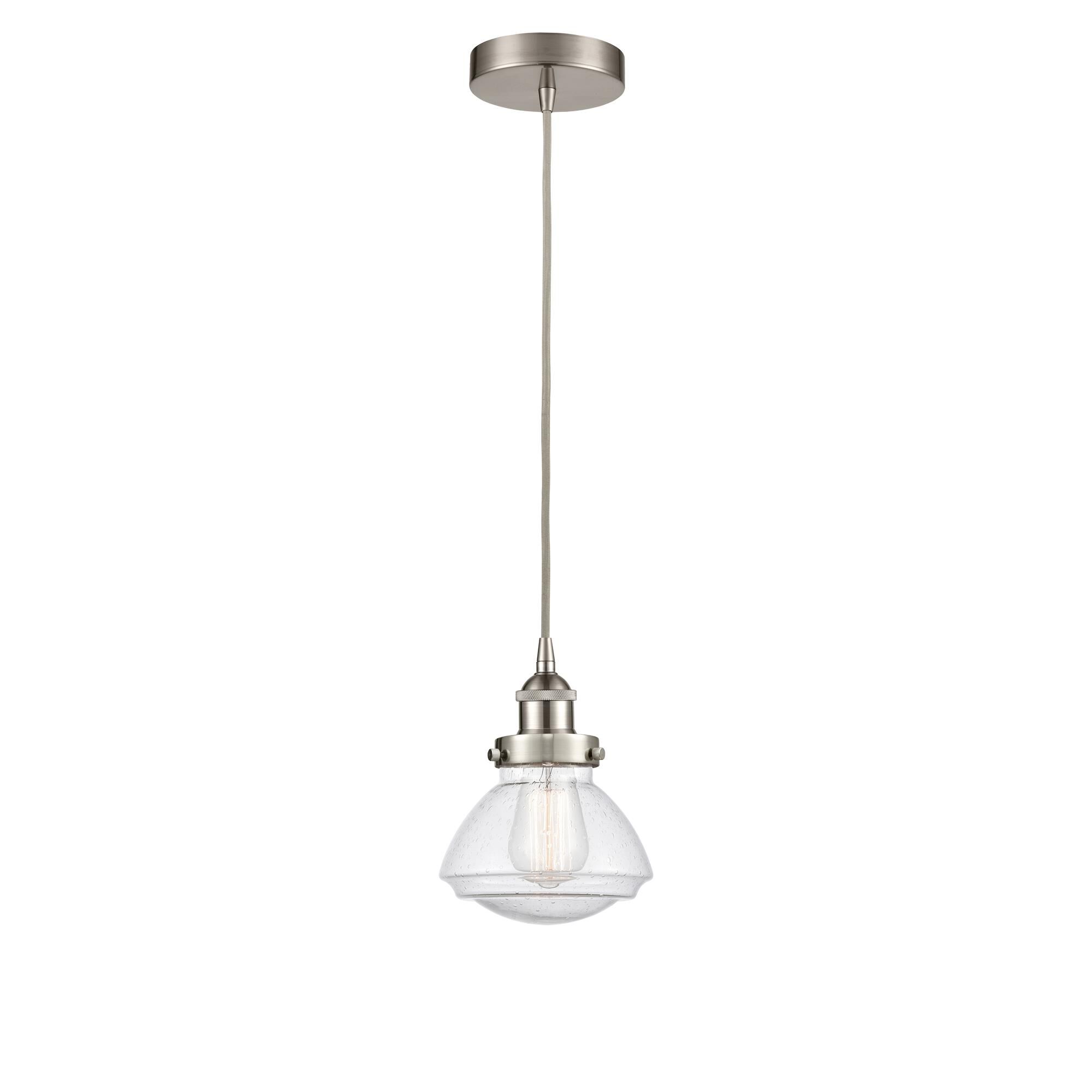 Shown in Brushed Satin Nickel finish and Clear glass