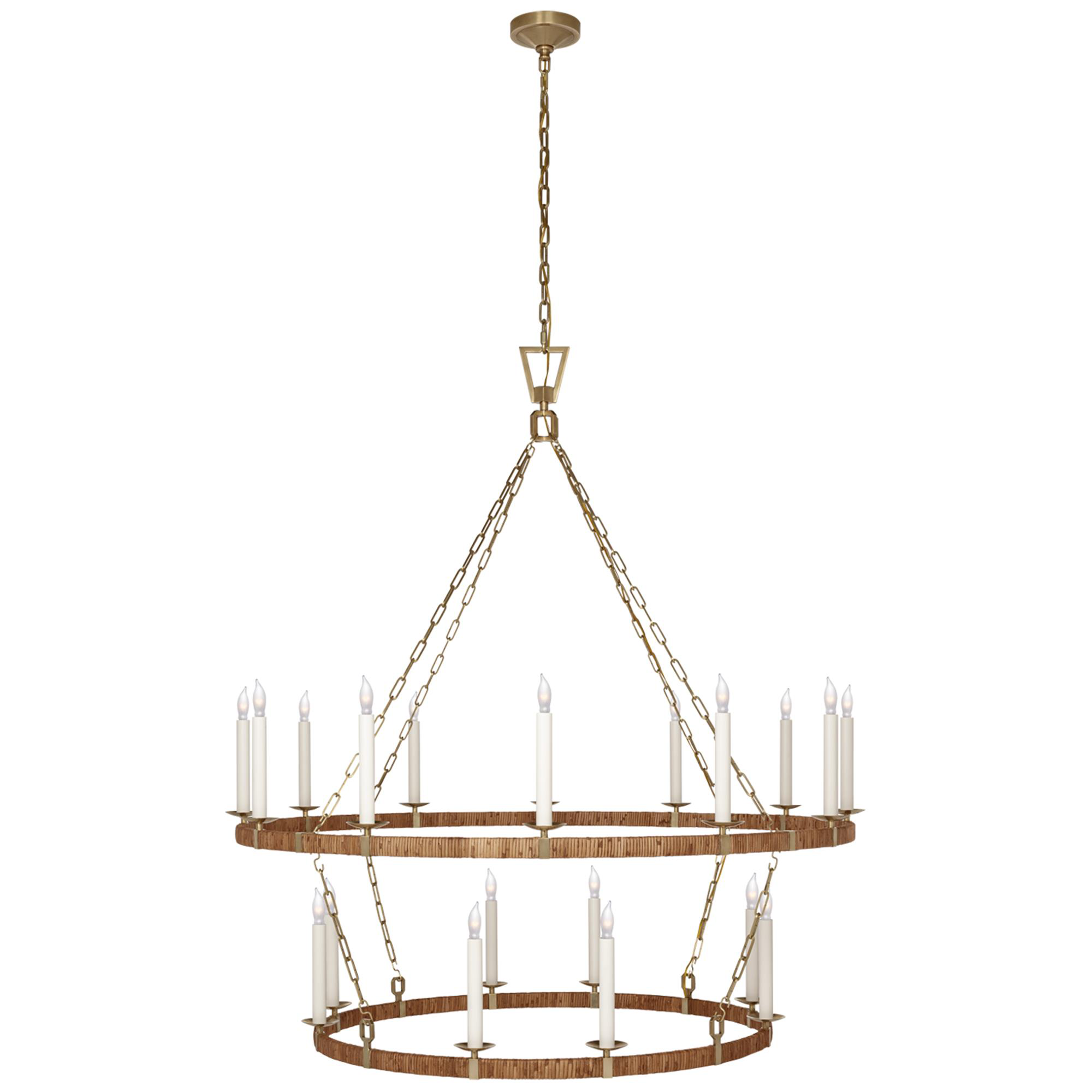 Shown in Antique-Burnished Brass and Natural Rattan finish