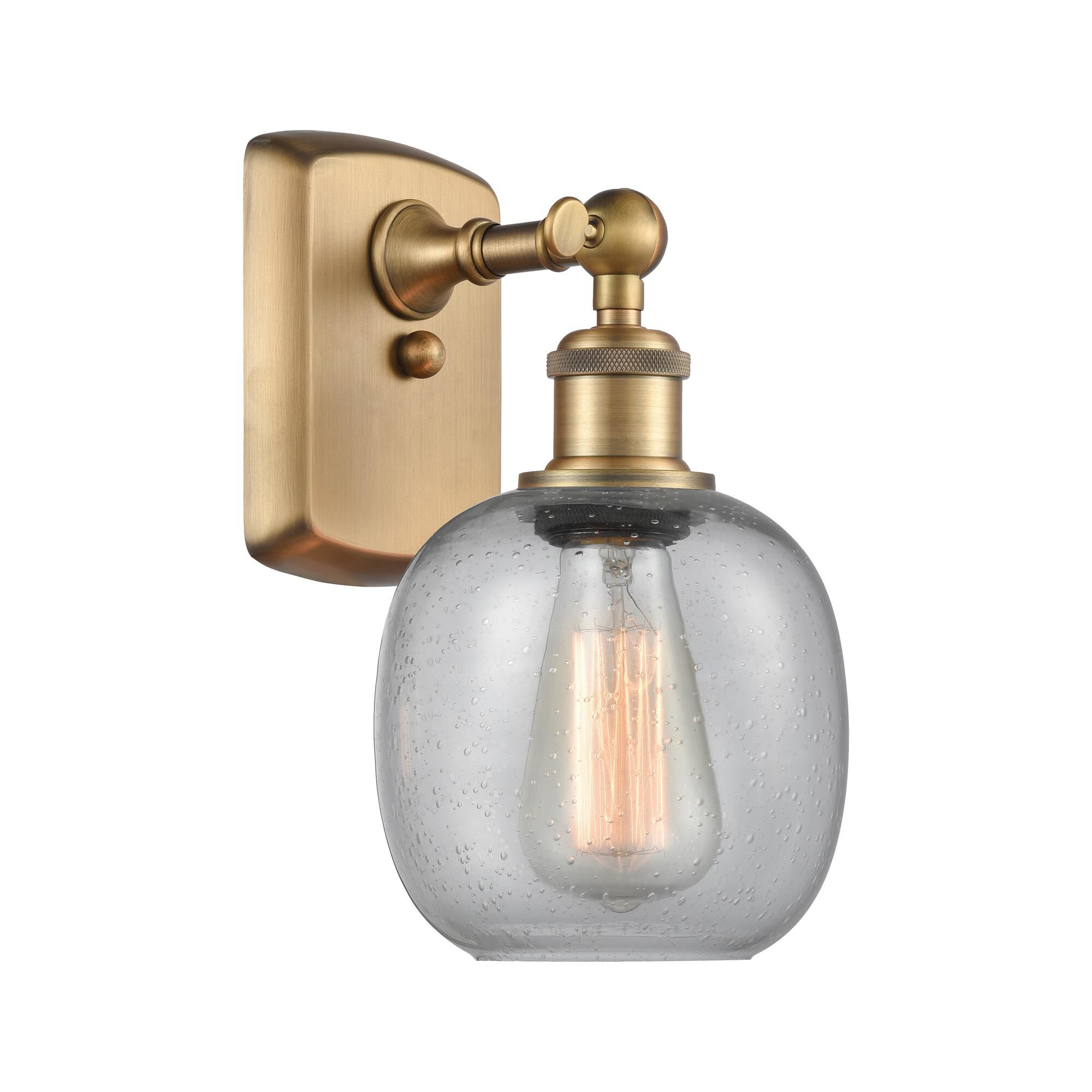 Shown in Brushed Brass finish and Sphere glass and Glass shade