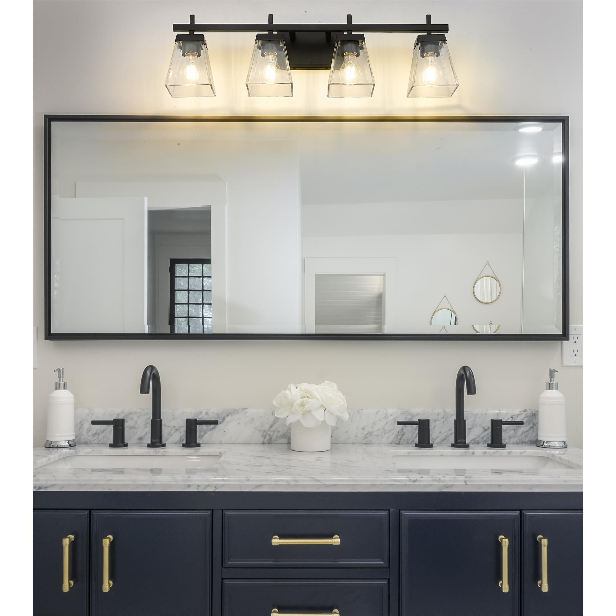 Shown in Matte Black finish and Clear glass