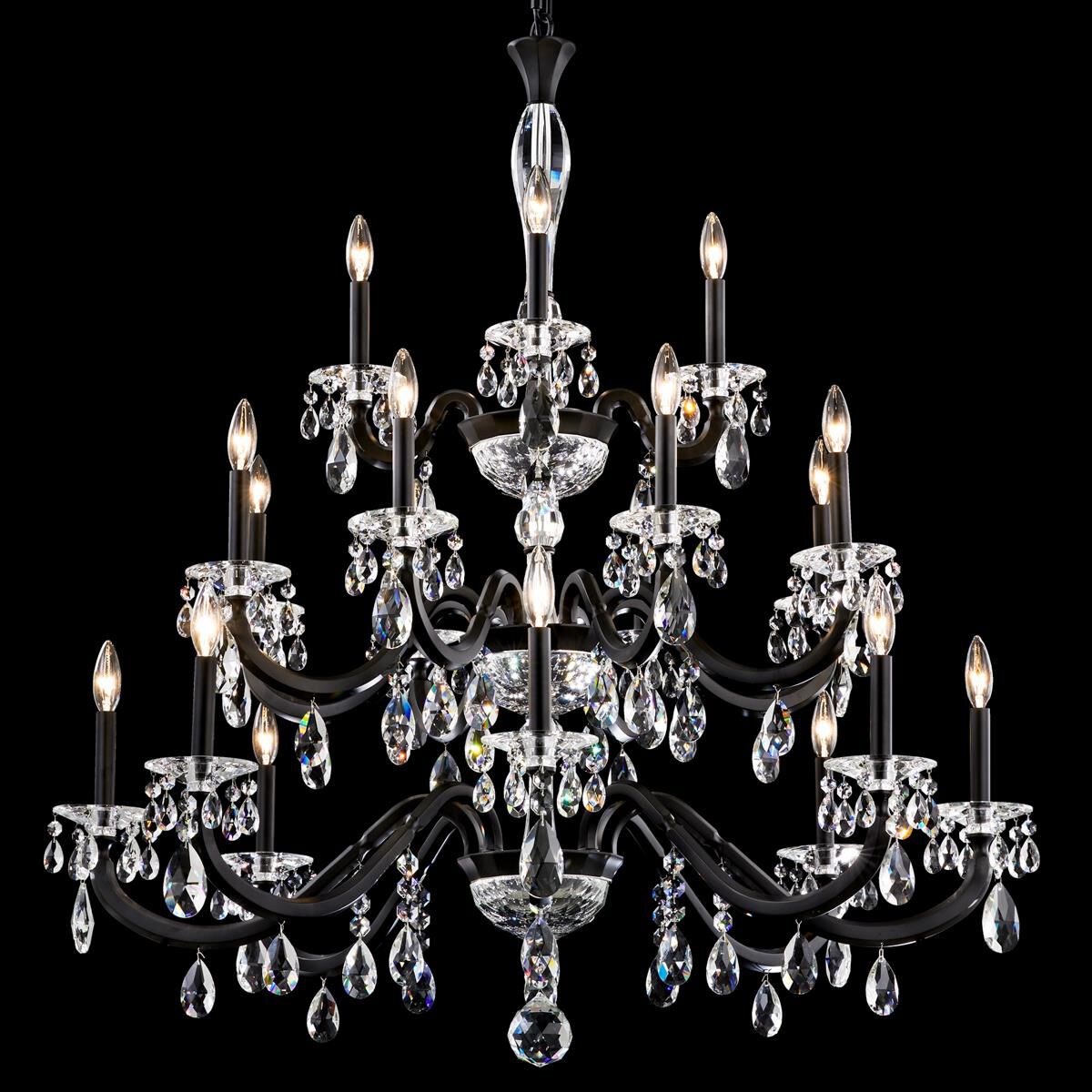 Shown in Black finish and Radiance crystal and Crystal glass