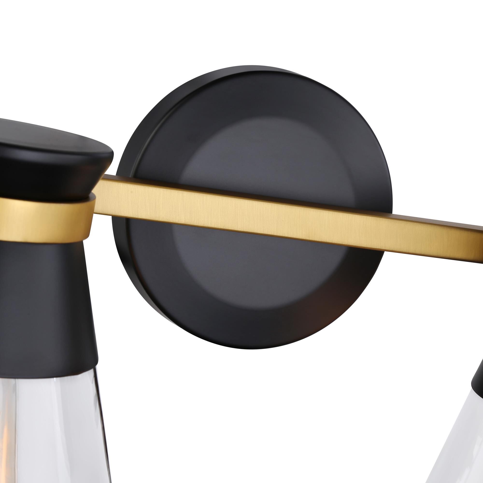 Shown in Black & Brushed Brass finish and Glass shade