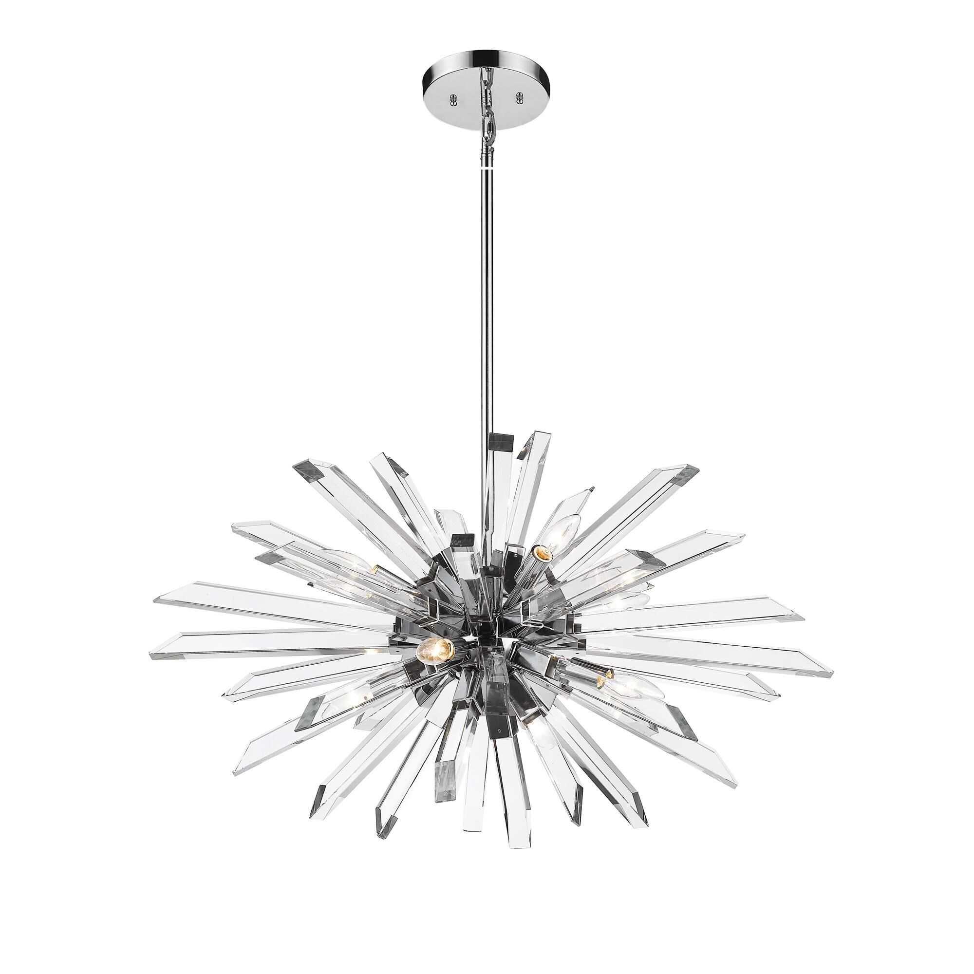 Shown in Chrome finish and Crystal glass and Crystal shade