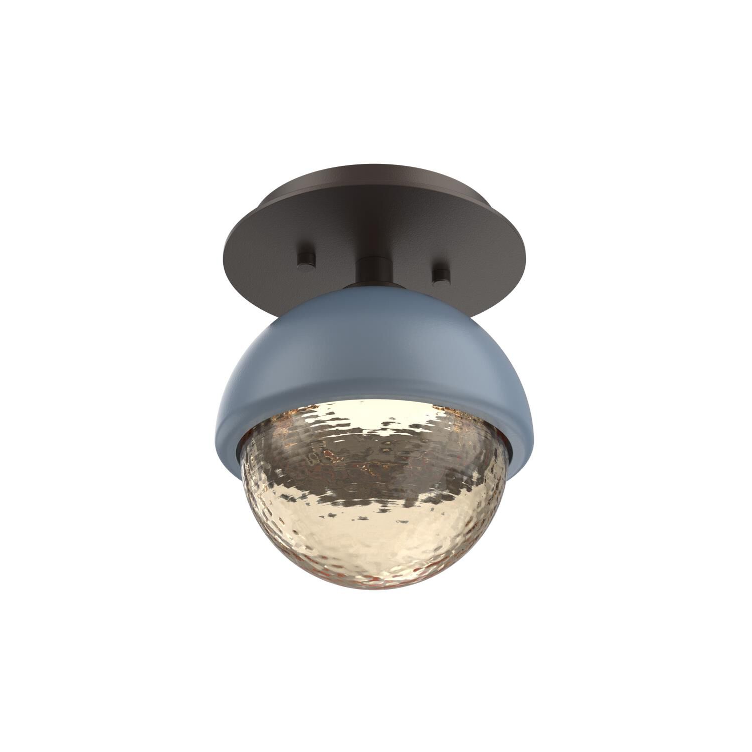Shown in Flat Bronze finish and Amber glass and Poppy Blue accent