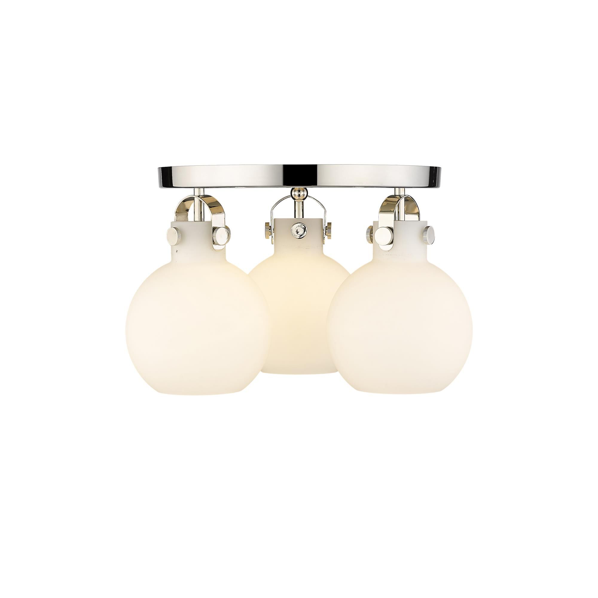 Shown in Polished Nickel finish and Matte White glass