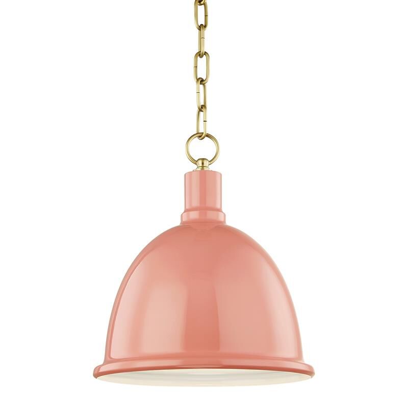 Shown in Aged Brass-Pink finish and Pink Metal shade 