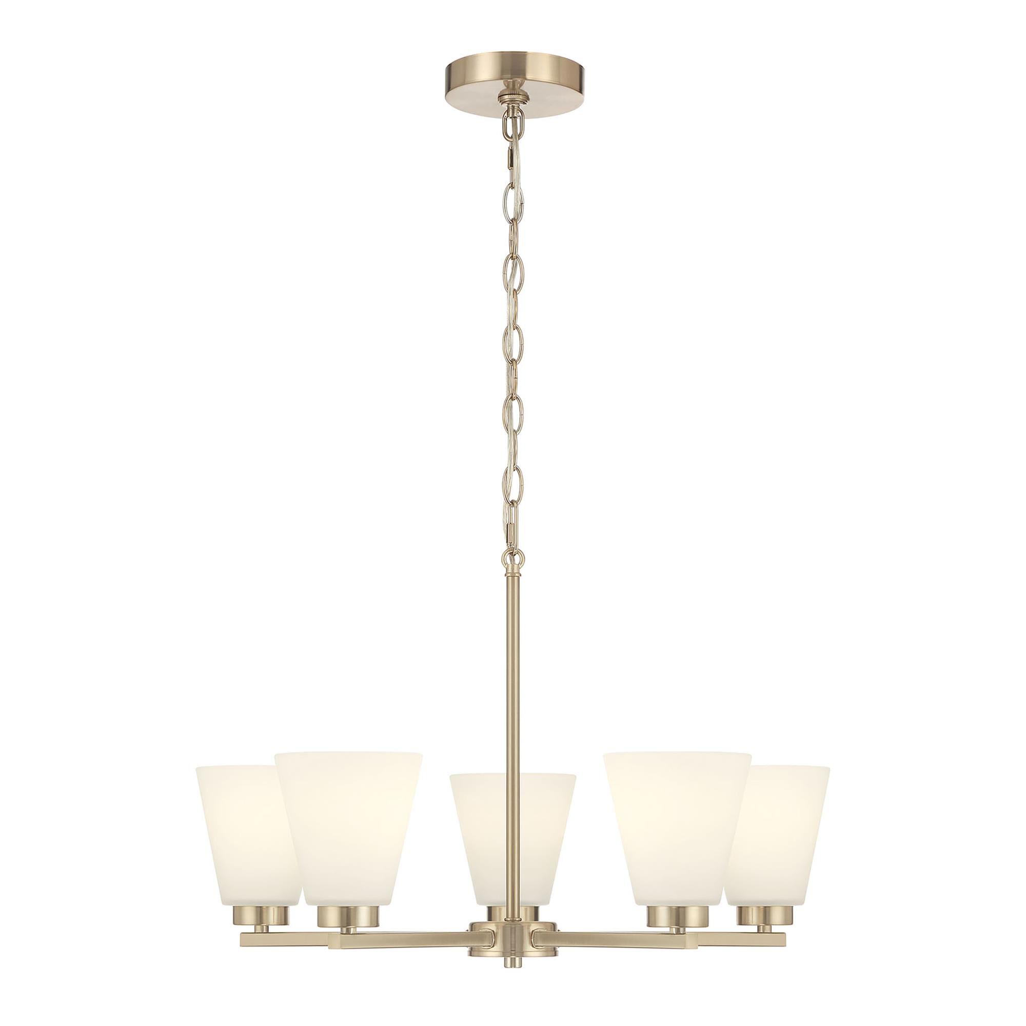 Shown in Modern Gold finish and White Frosted glass