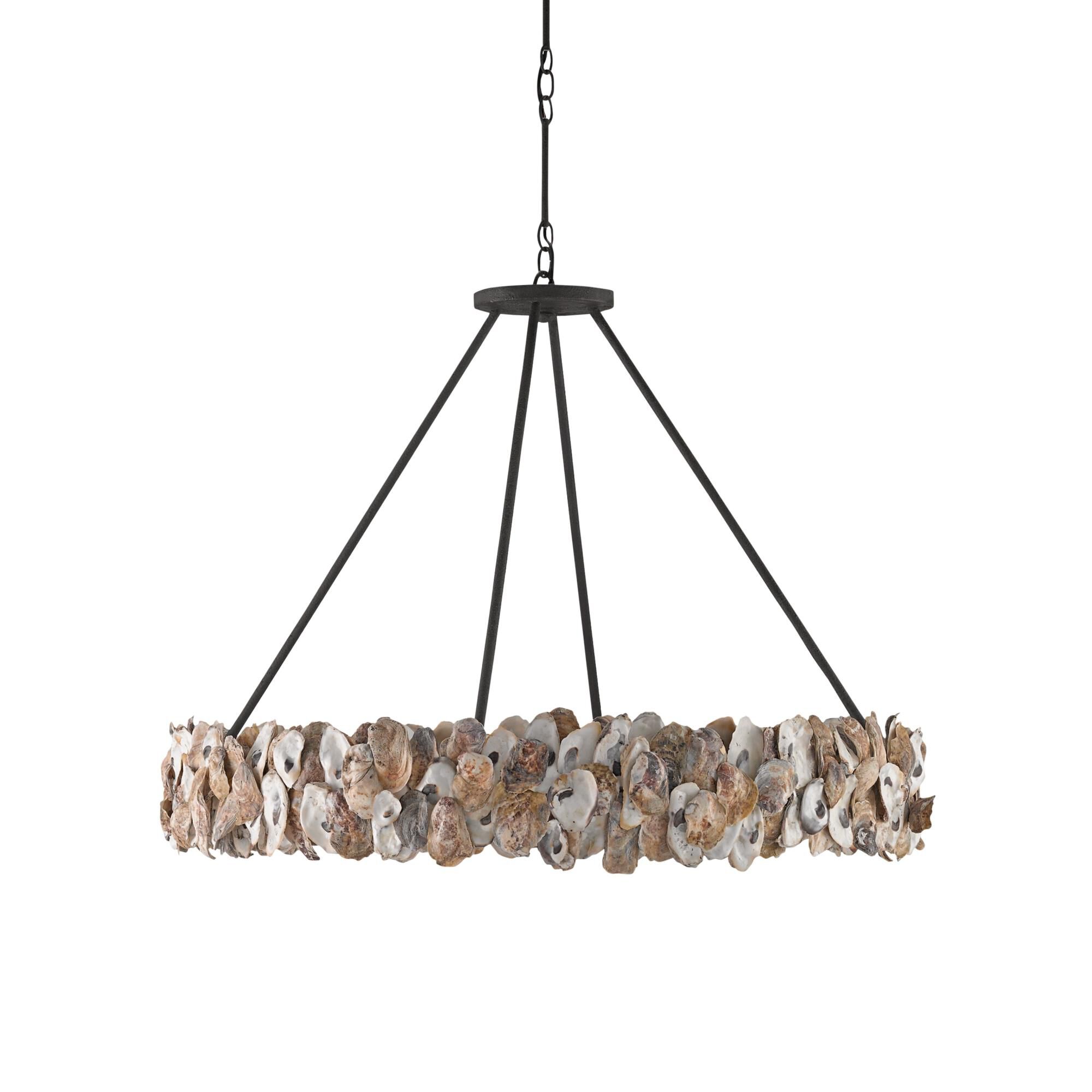 Oyster 38 Inch 8 Light Chandelier by Currey and Company