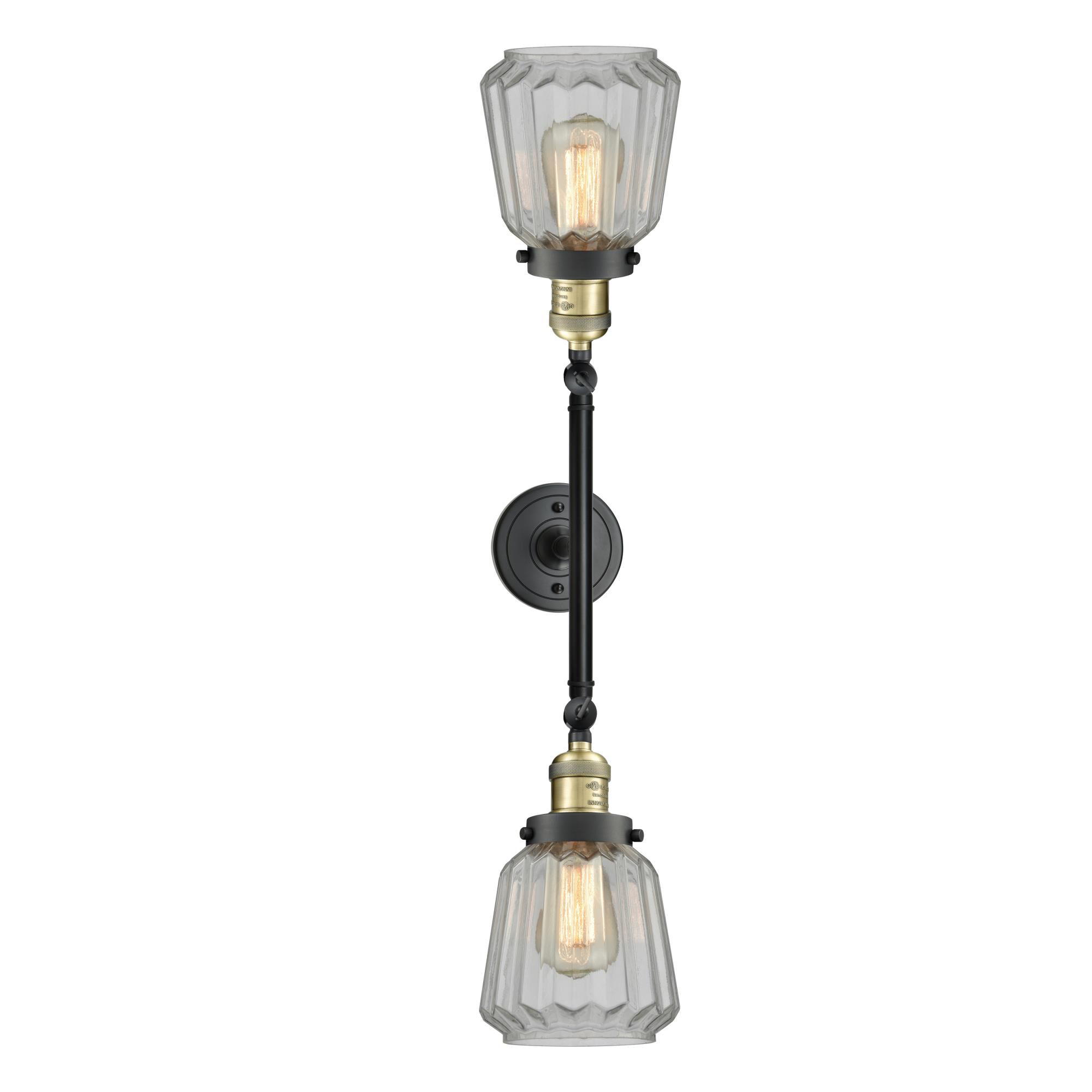 Shown in Black Antique Brass finish and Clear glass