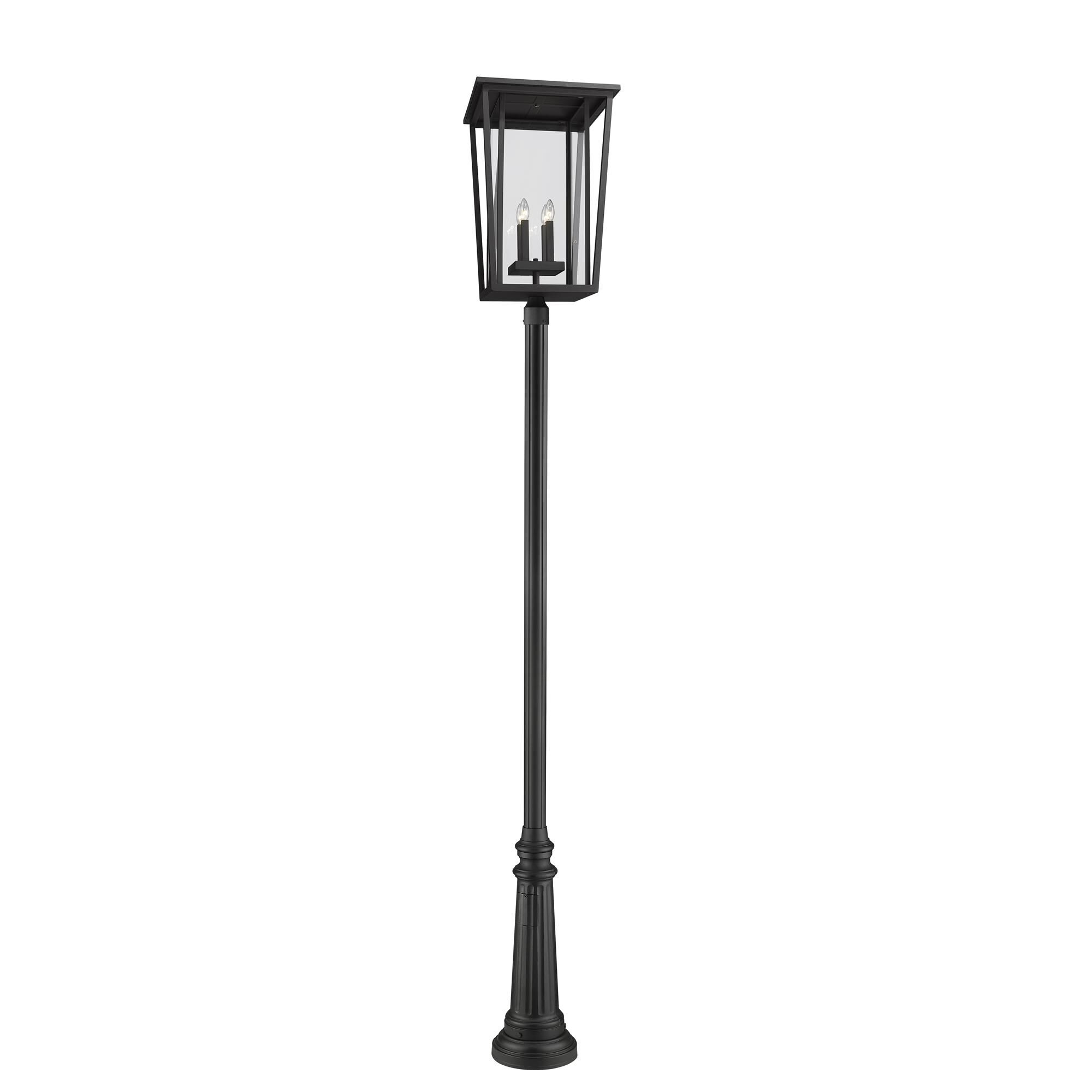 Shown in Black finish and Glass shade