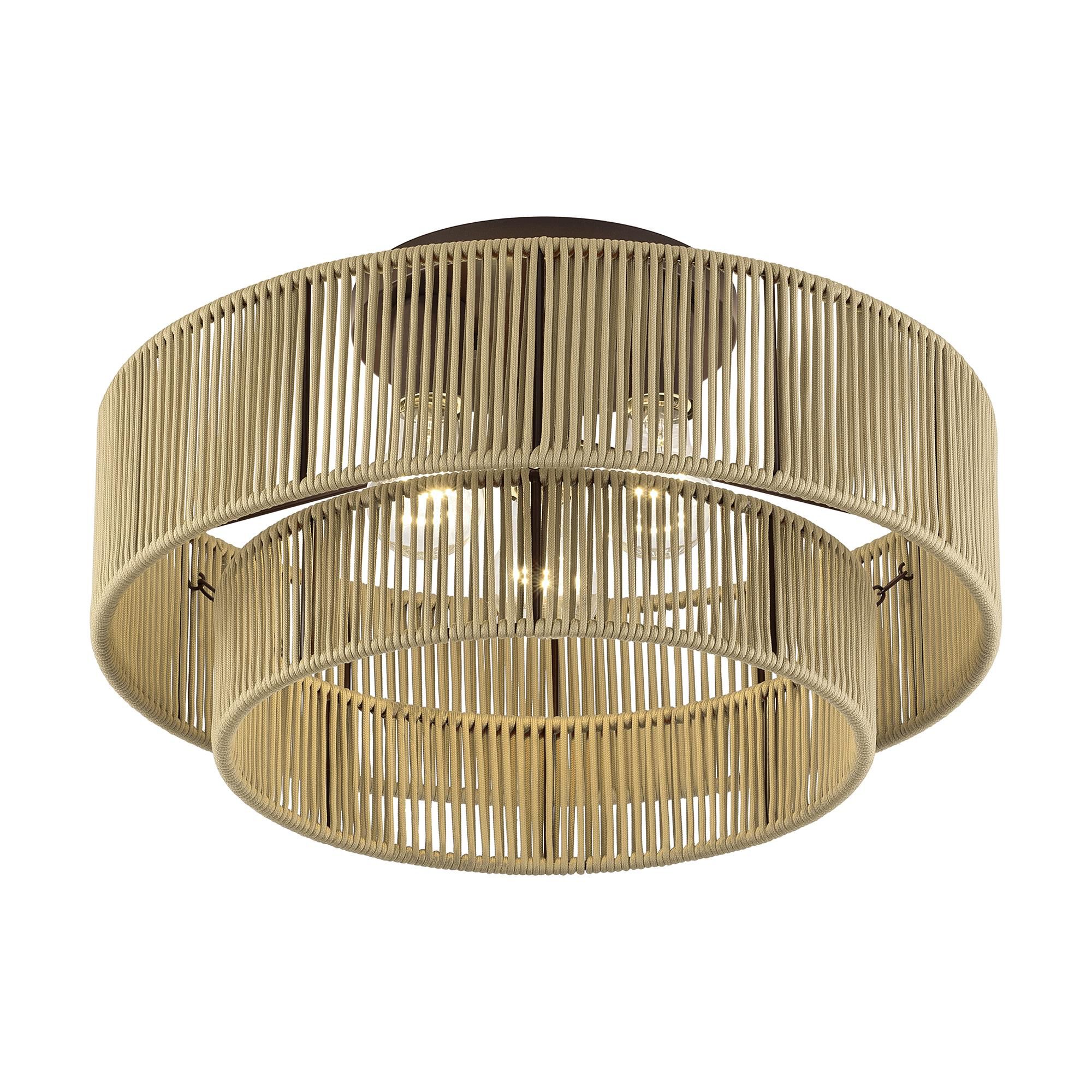 Shown in English Bronze finish and Hand-Woven Venetian Gold Color Polyester Rope shade