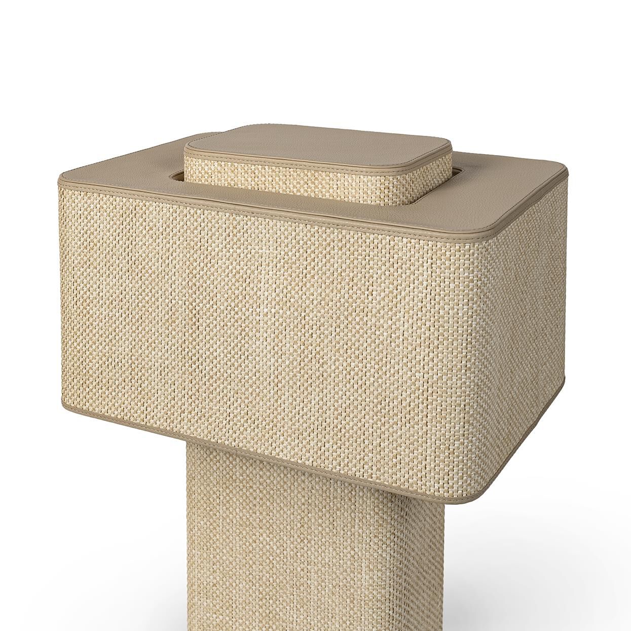 Shown in Natural finish and Raffia and Leather shade