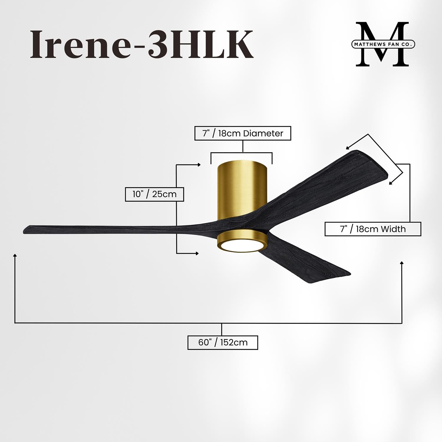 Irene 60 Inch Flush Mount Fan with Light Kit by Matthews Fan Company