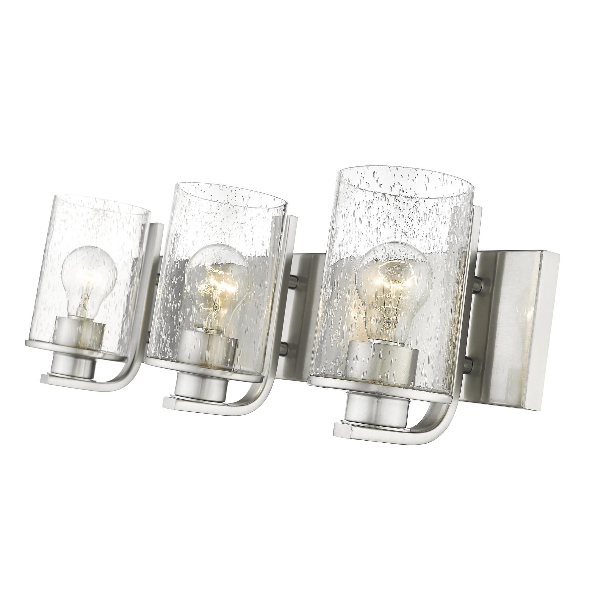 Shown in Brushed Nickel finish and Glass shade