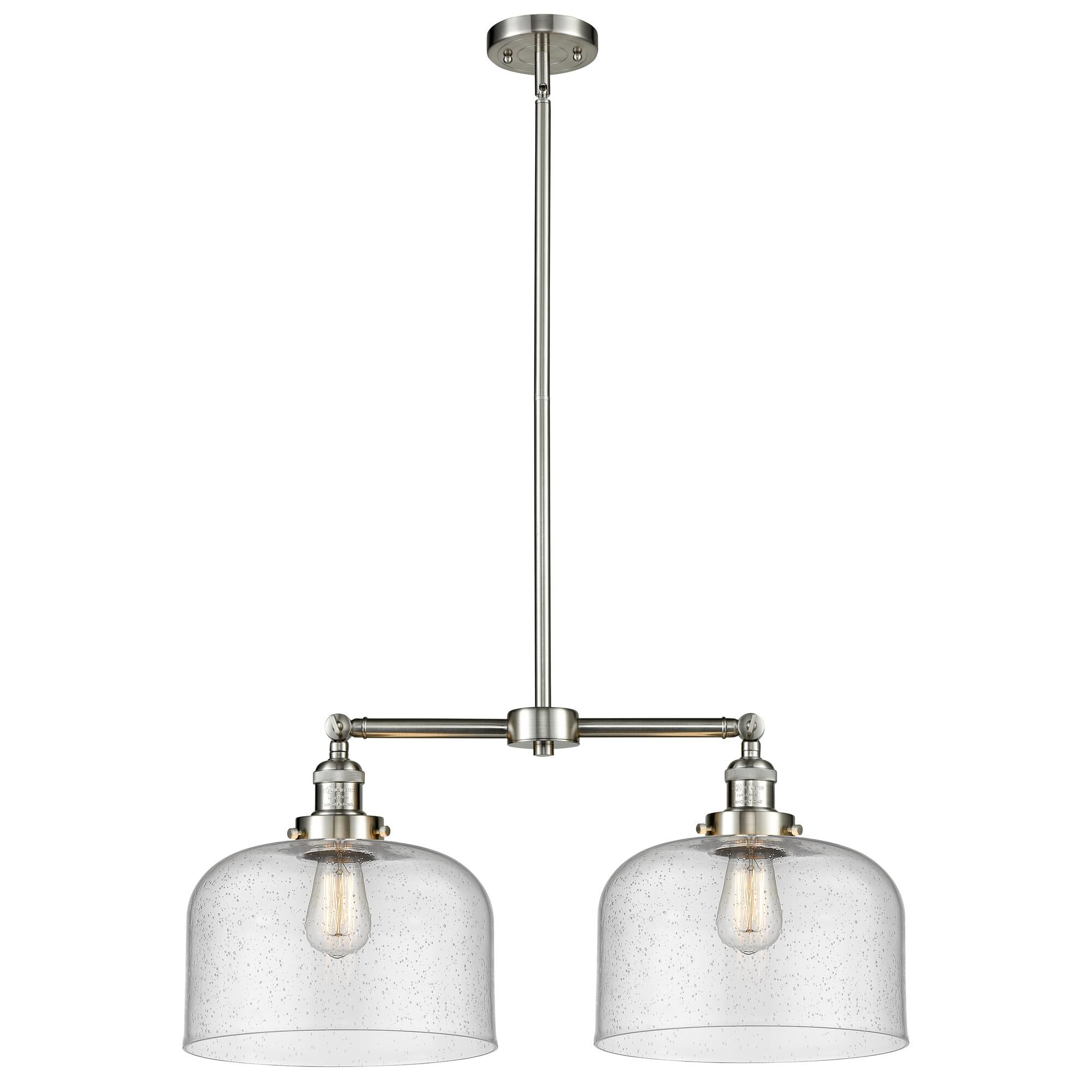 Shown in Brushed Satin Nickel finish and Seedy glass
