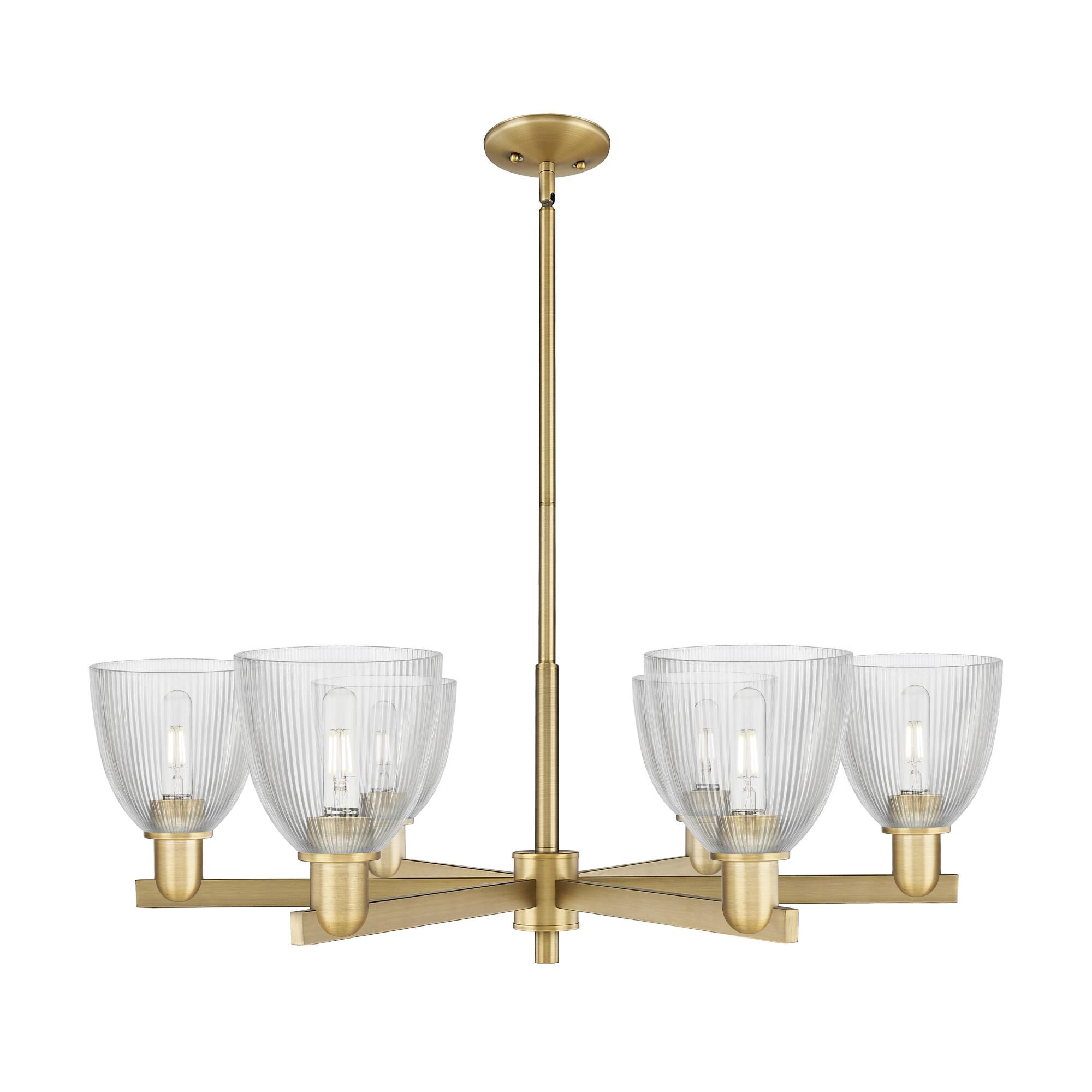 Shown in Brushed Brass finish and Clear glass