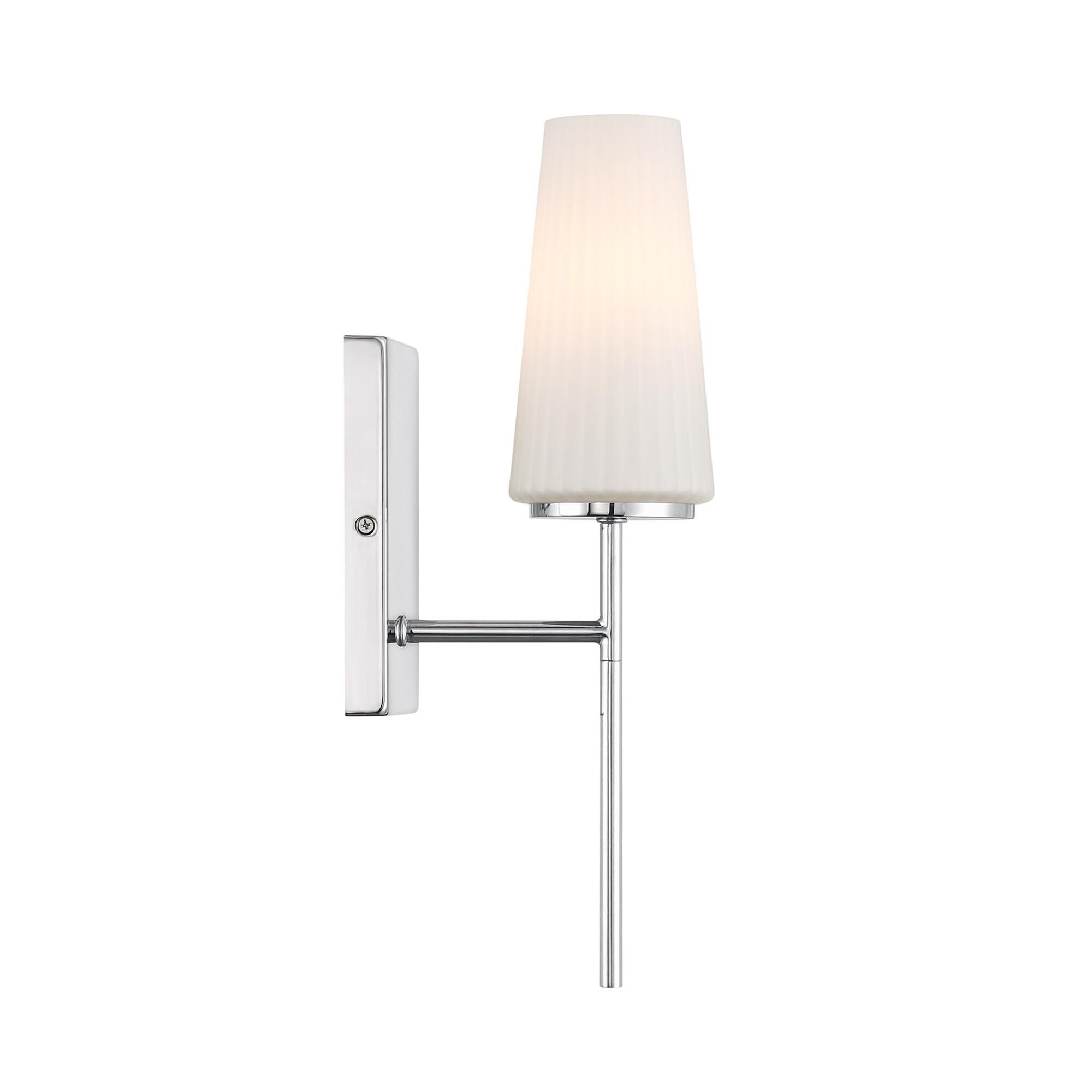 Shown in Chrome finish and Fluted White Opal glass