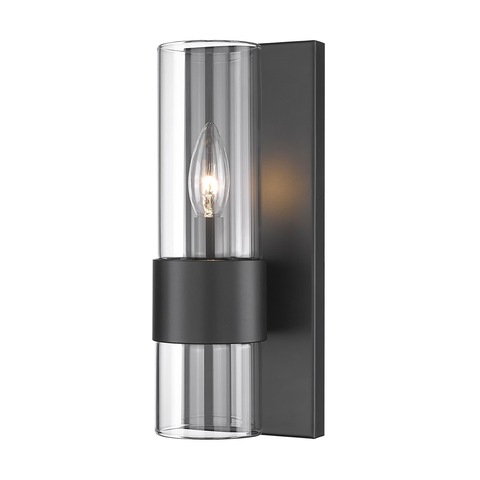 Shown in Matte Black finish and Clear glass