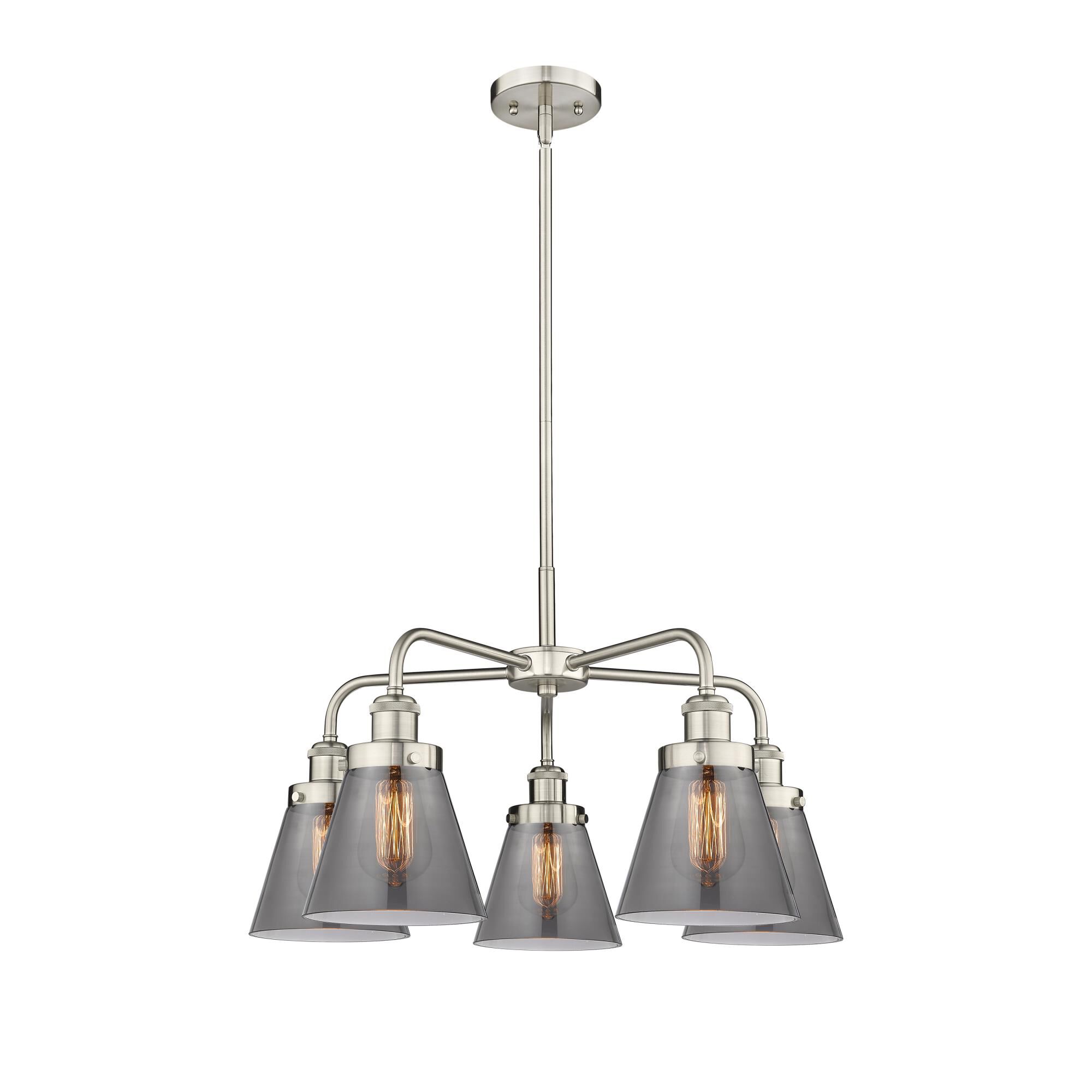 Shown in Satin Nickel finish and Plated Smoke glass