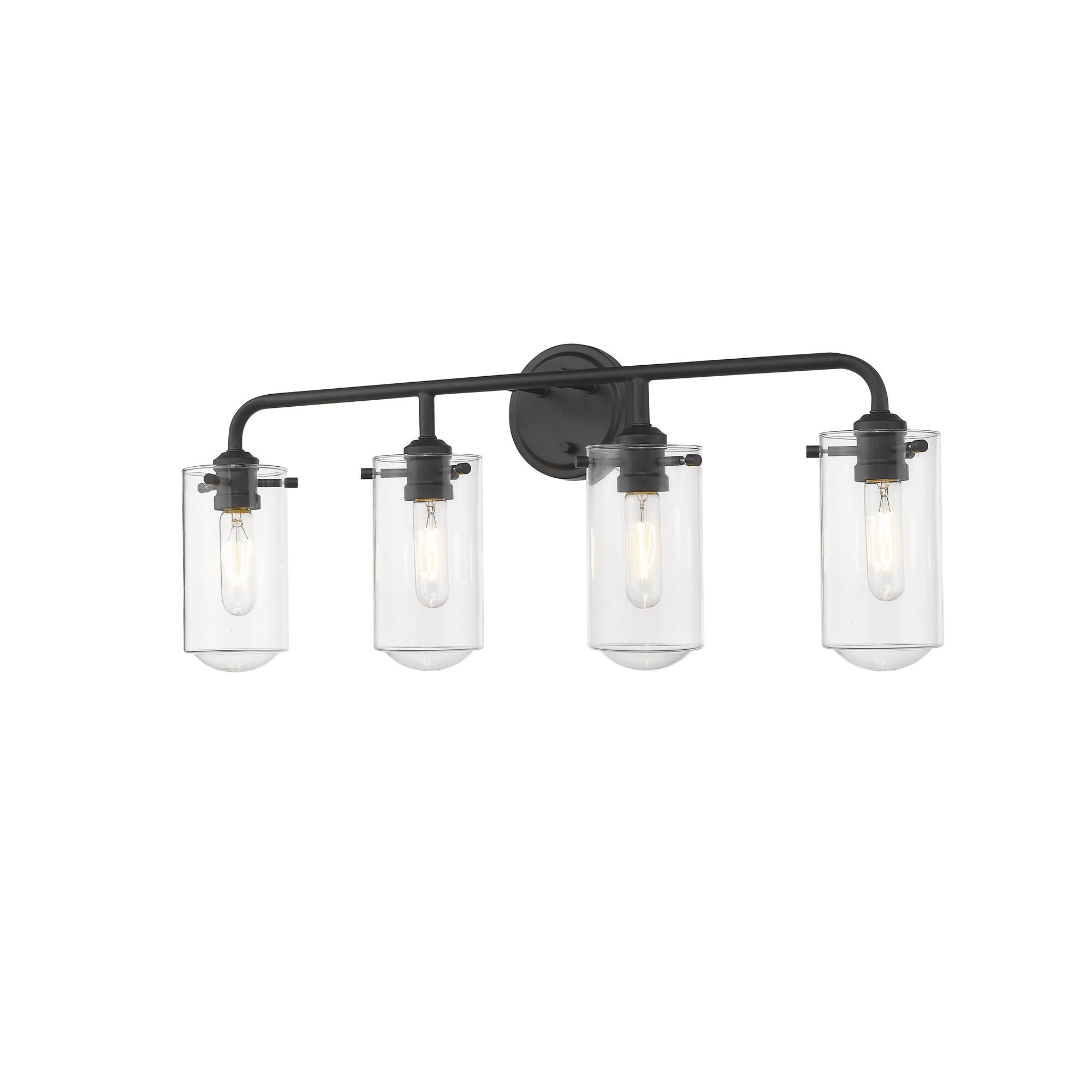 Shown in Matte Black finish and Glass shade