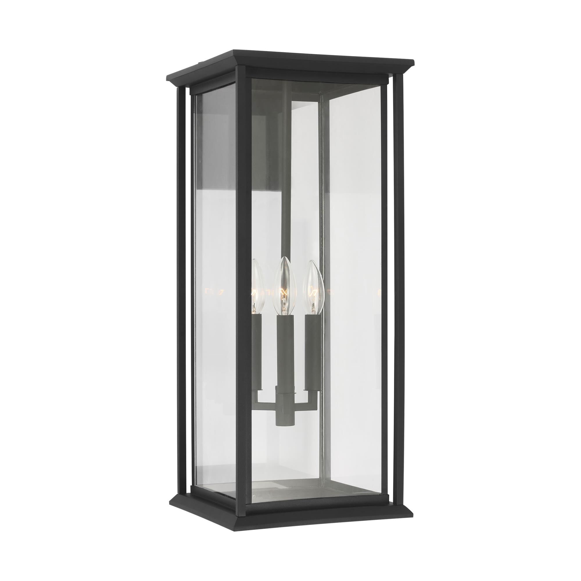 Shown in Textured Black finish and Clear Panels glass
