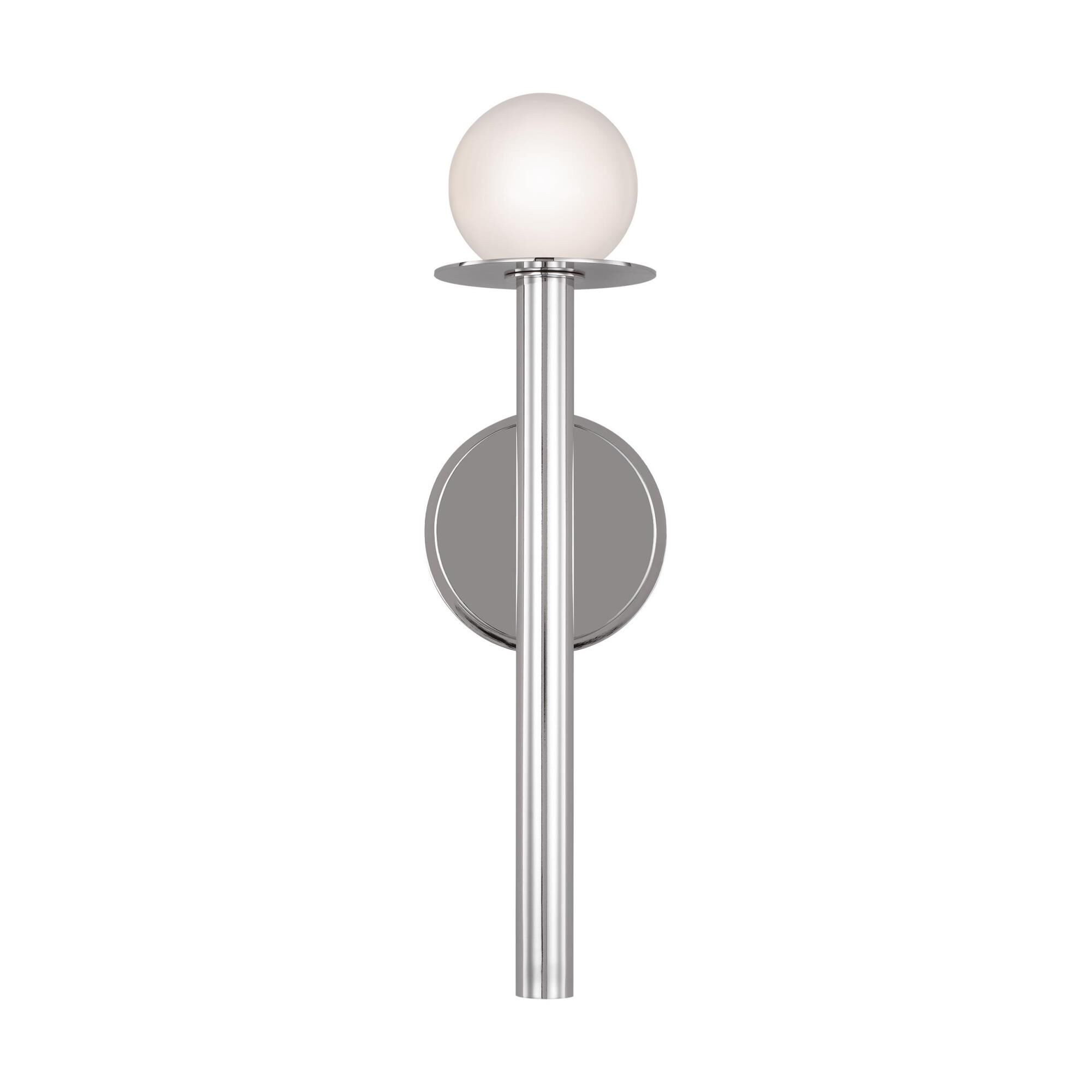 Shown in Polished Nickel finish and White Glass shade