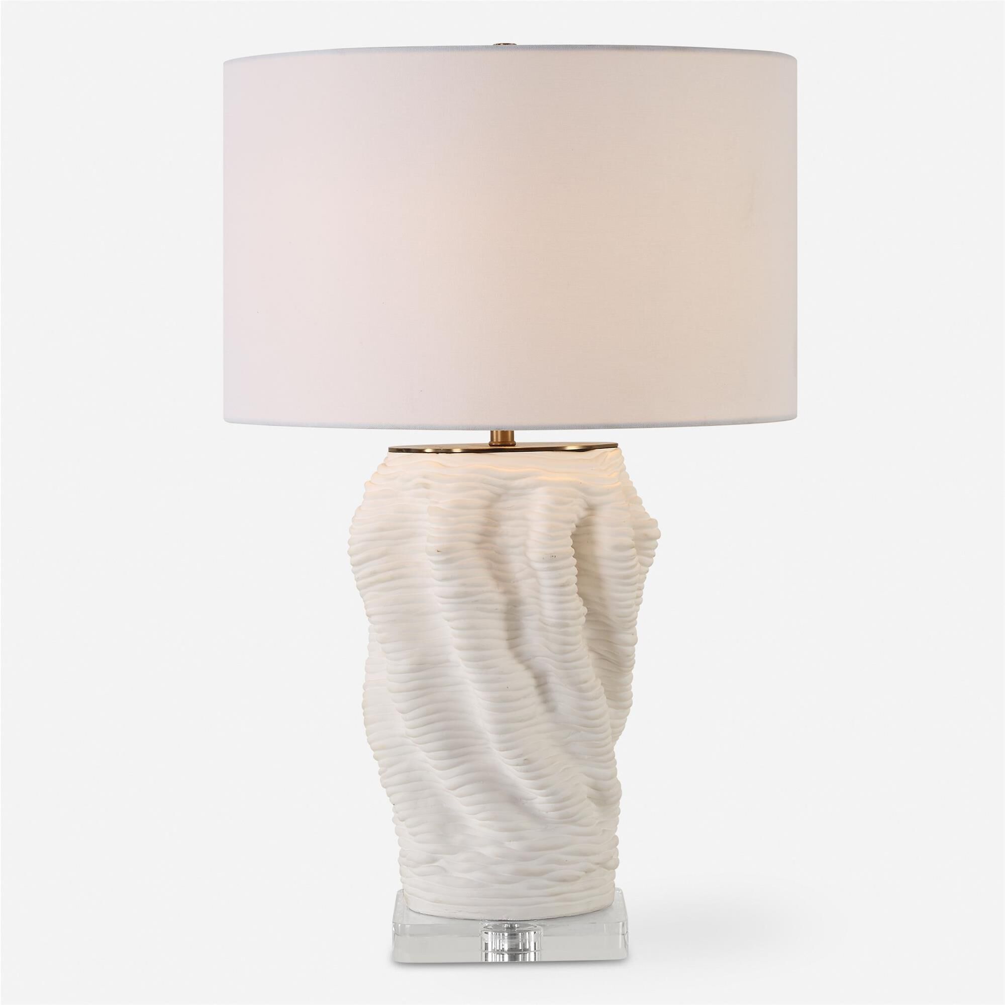 Shown in This Unique Silhouette Creates A Modern Look With Its Organic, Free Flowing Shape. Combining Sculptu finish and Round Hardback shade