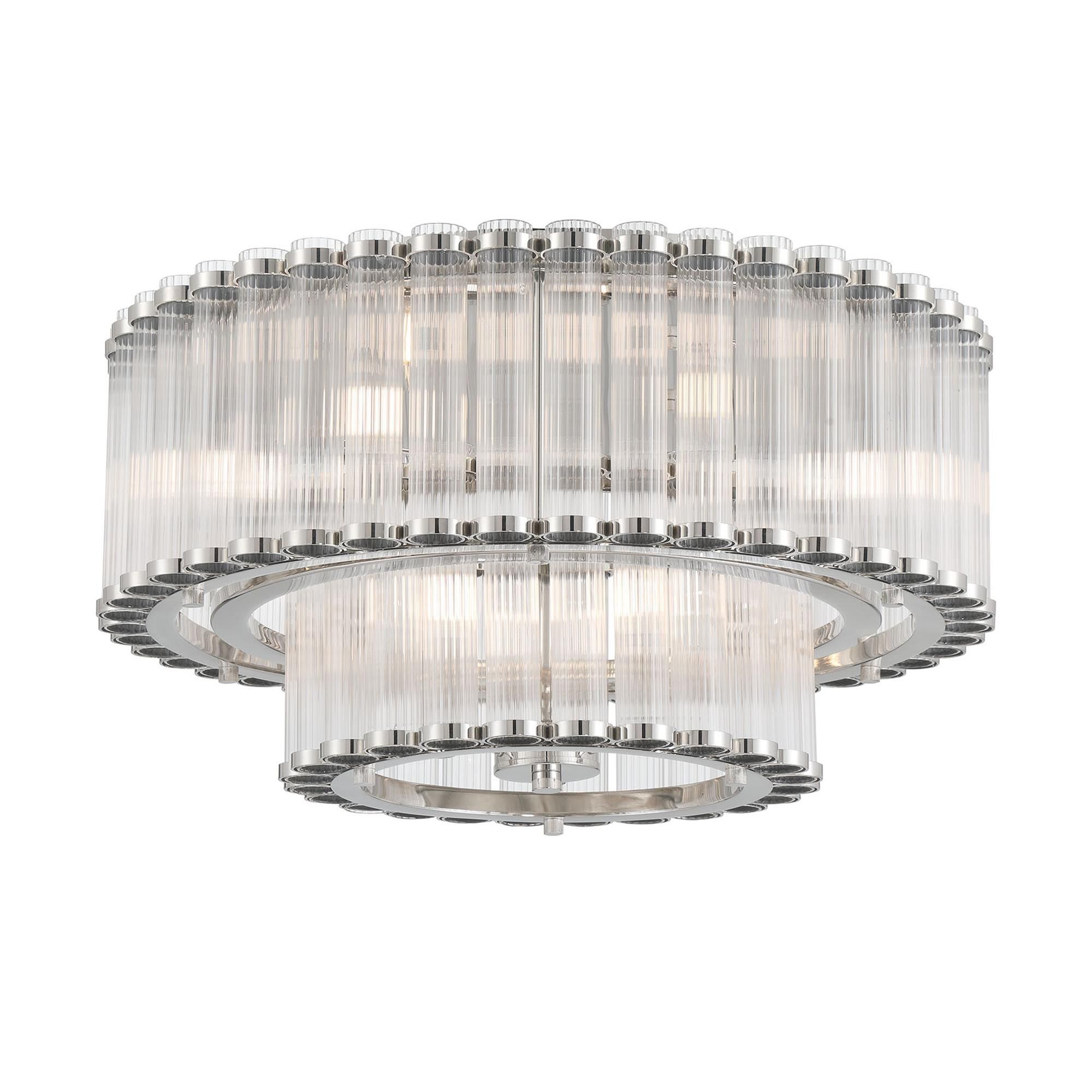 Shown in Polished Nickel finish and Ribbed glass