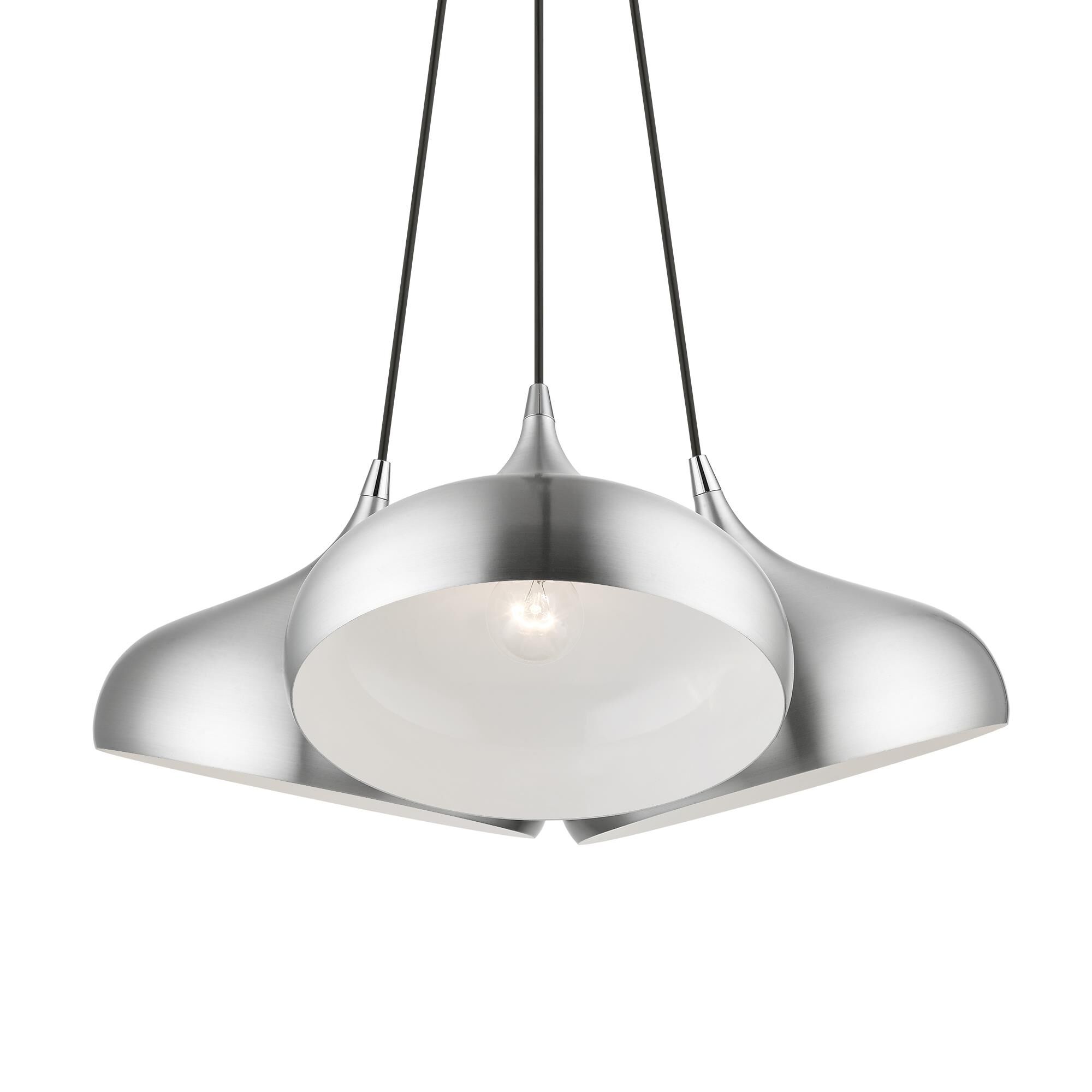 Shown in Brushed Aluminum with Polished Chrome Accents finish and Brushed Aluminum with Shiny White Inside shade