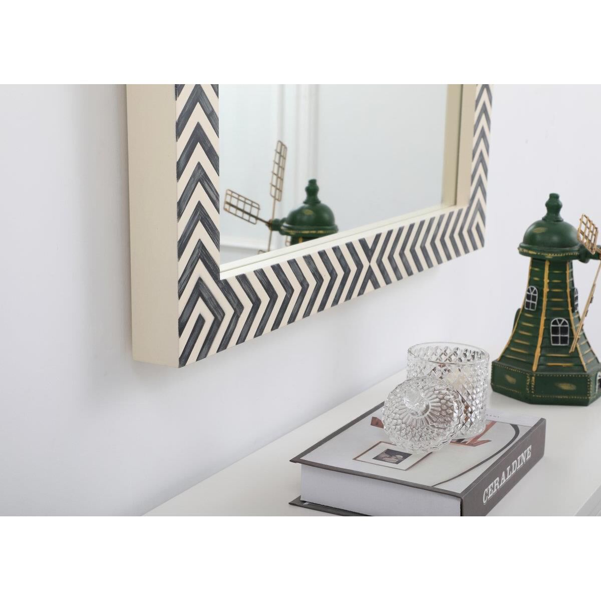 Rectangular mirror 36x22 inch in chevron Wall Mirror by Elegant Decor