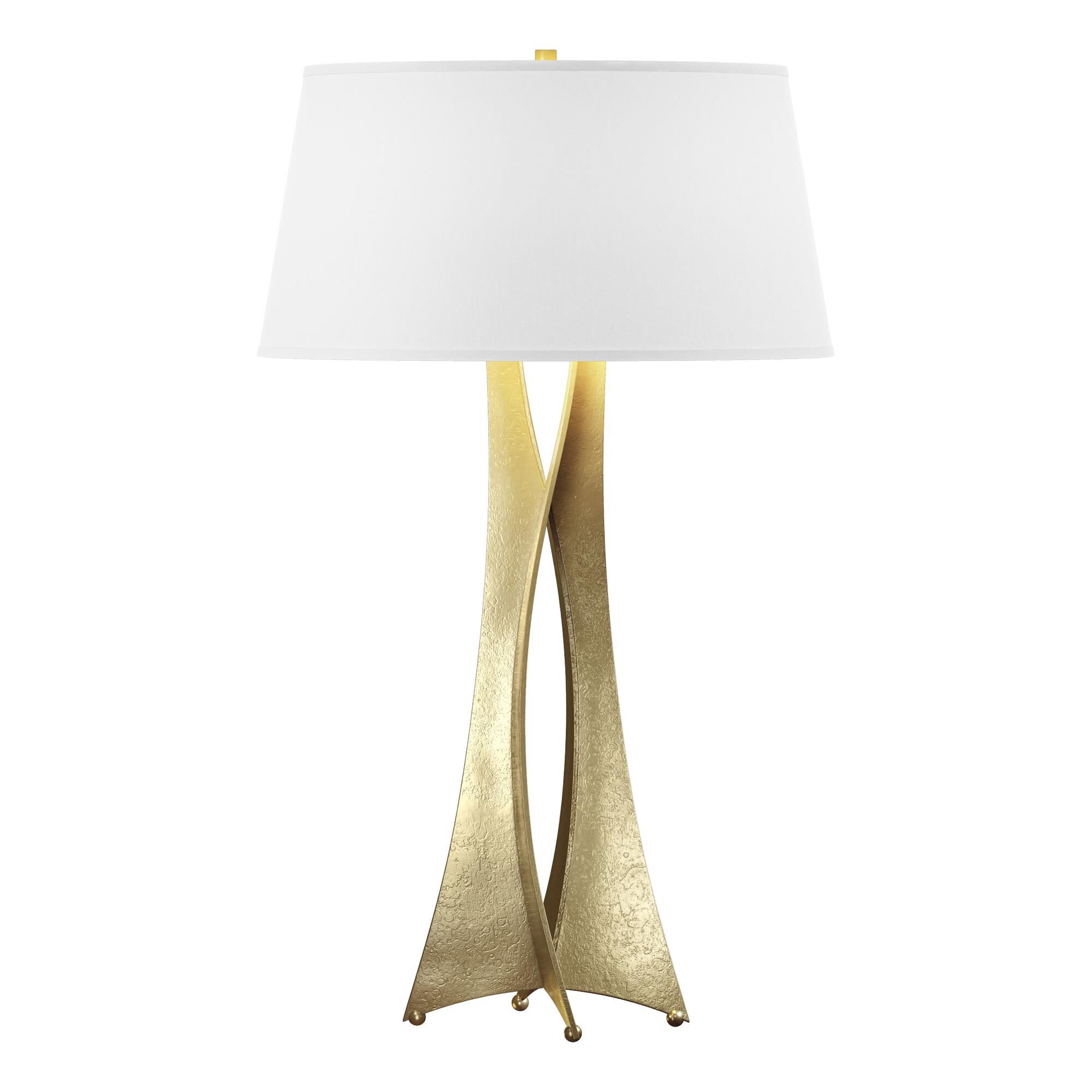 Shown in Modern Brass finish and Natural Anna shade