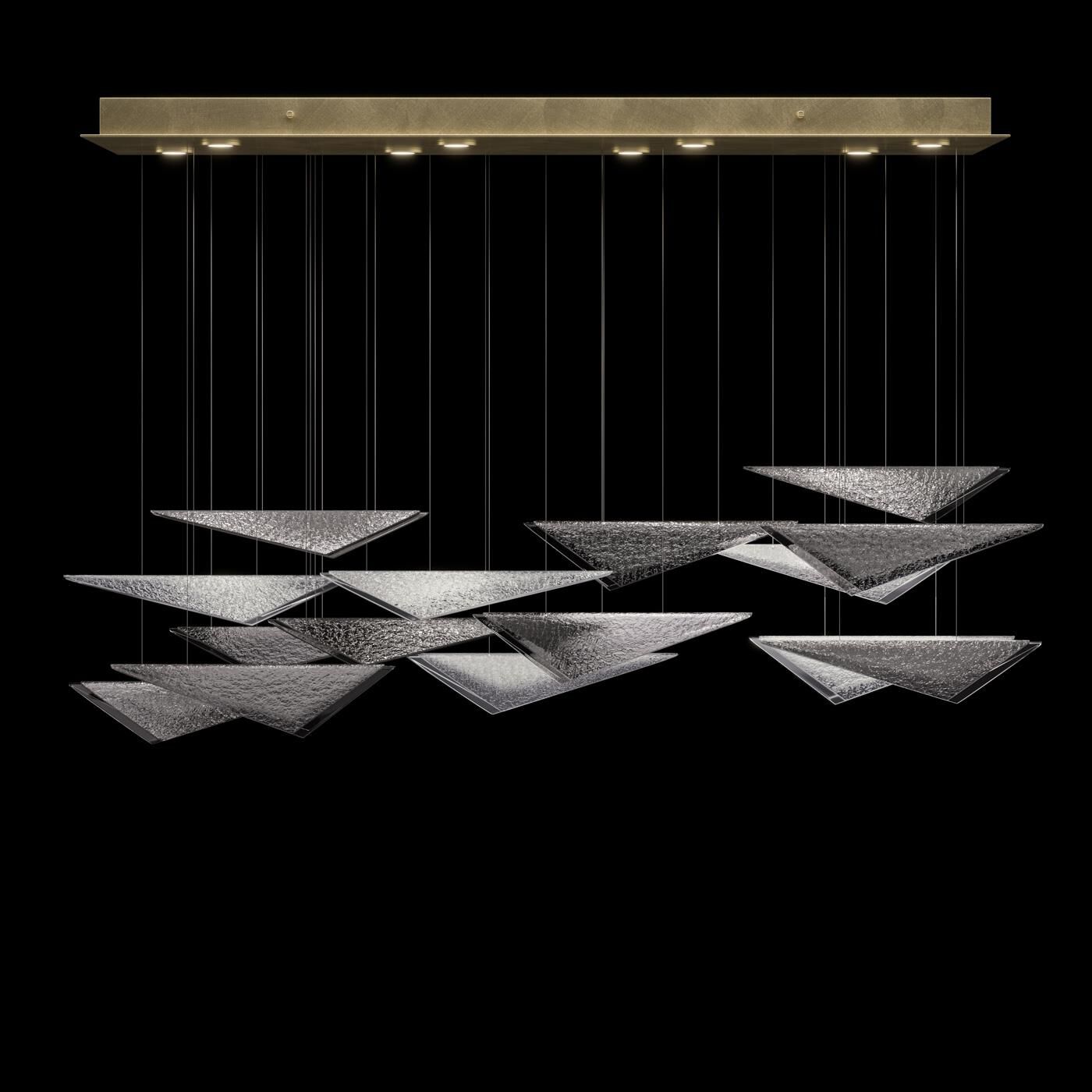 Shown in Gold finish and Smoke Hammered glass