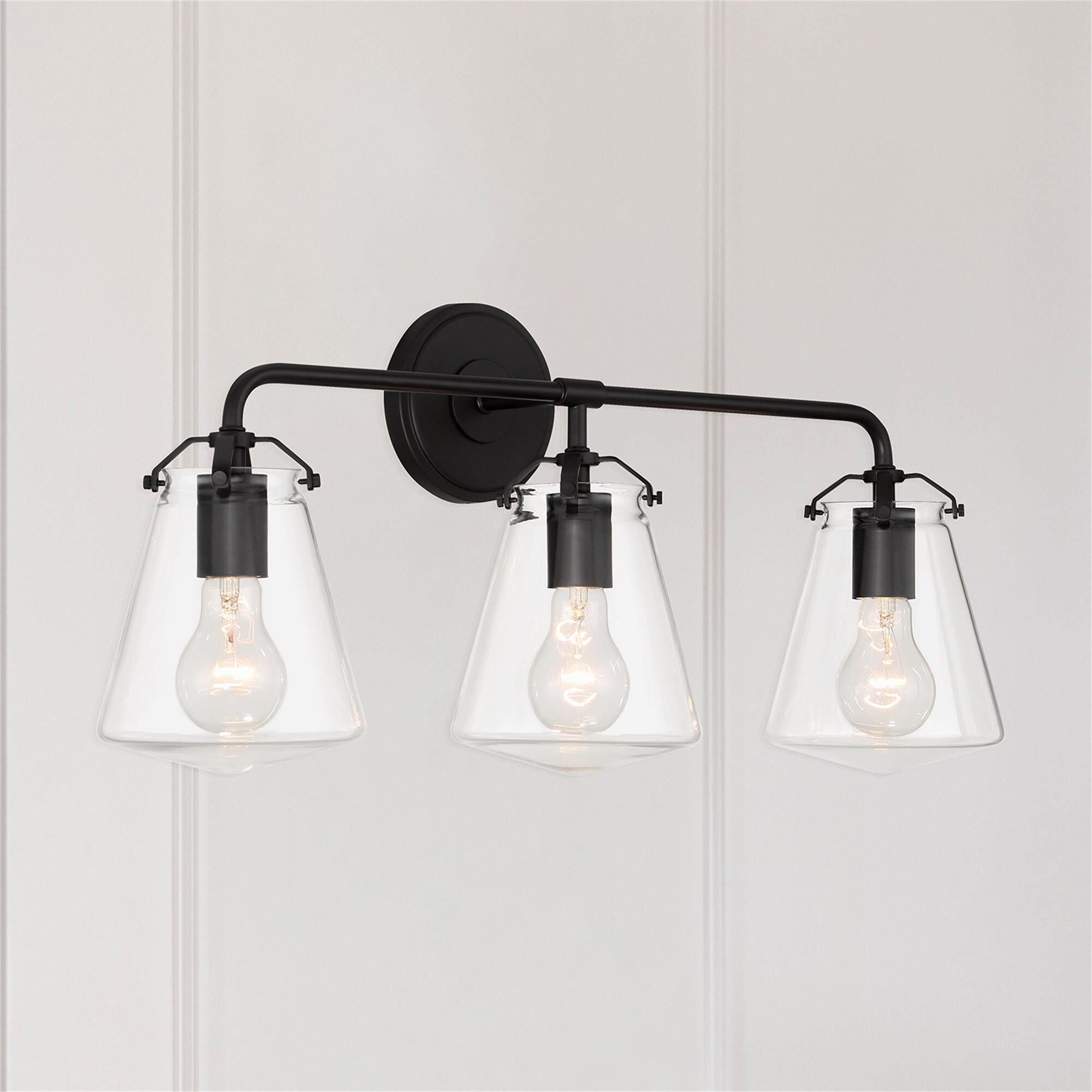 Shown in Matte Black finish and Clear glass