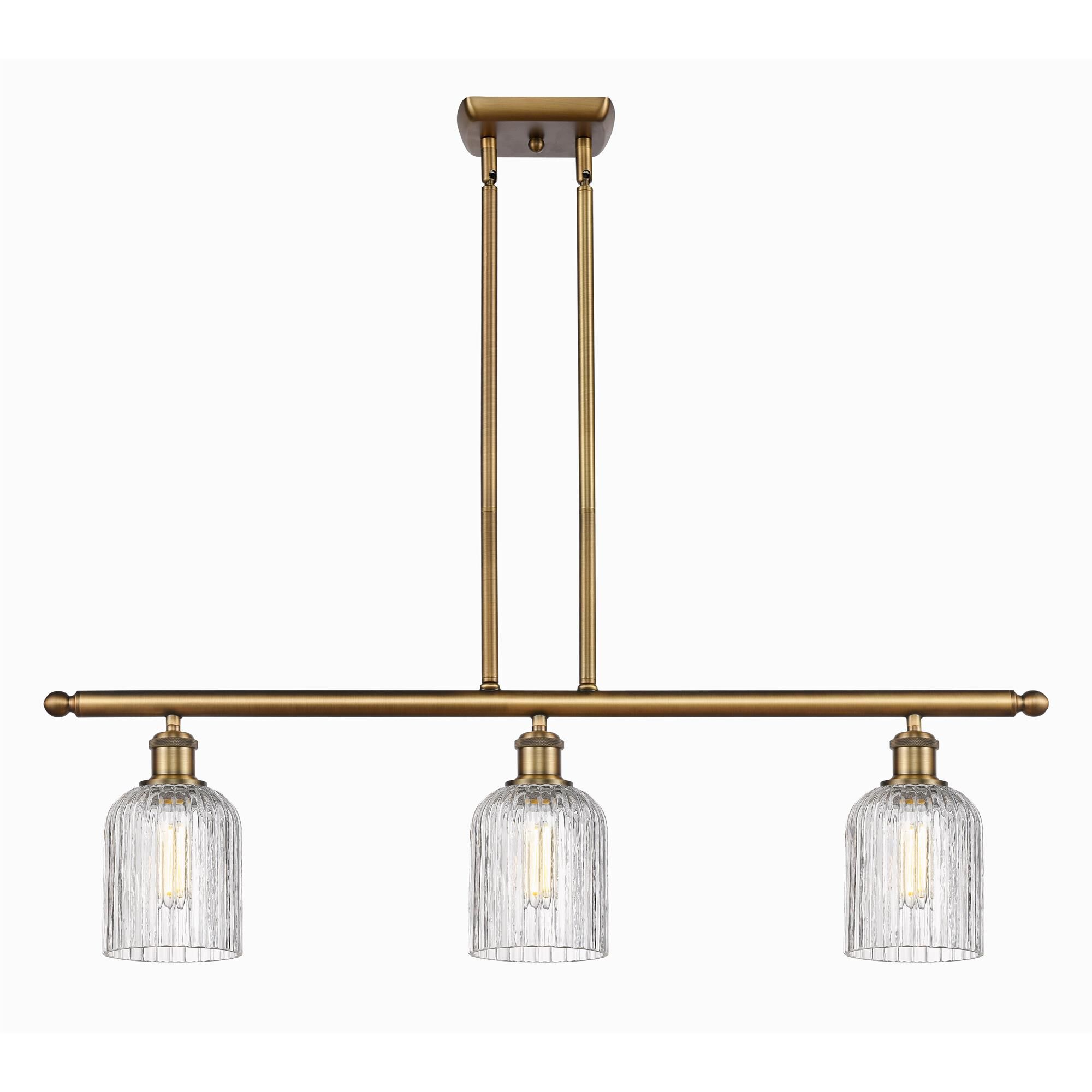 Shown in Brushed Brass finish and Clear glass