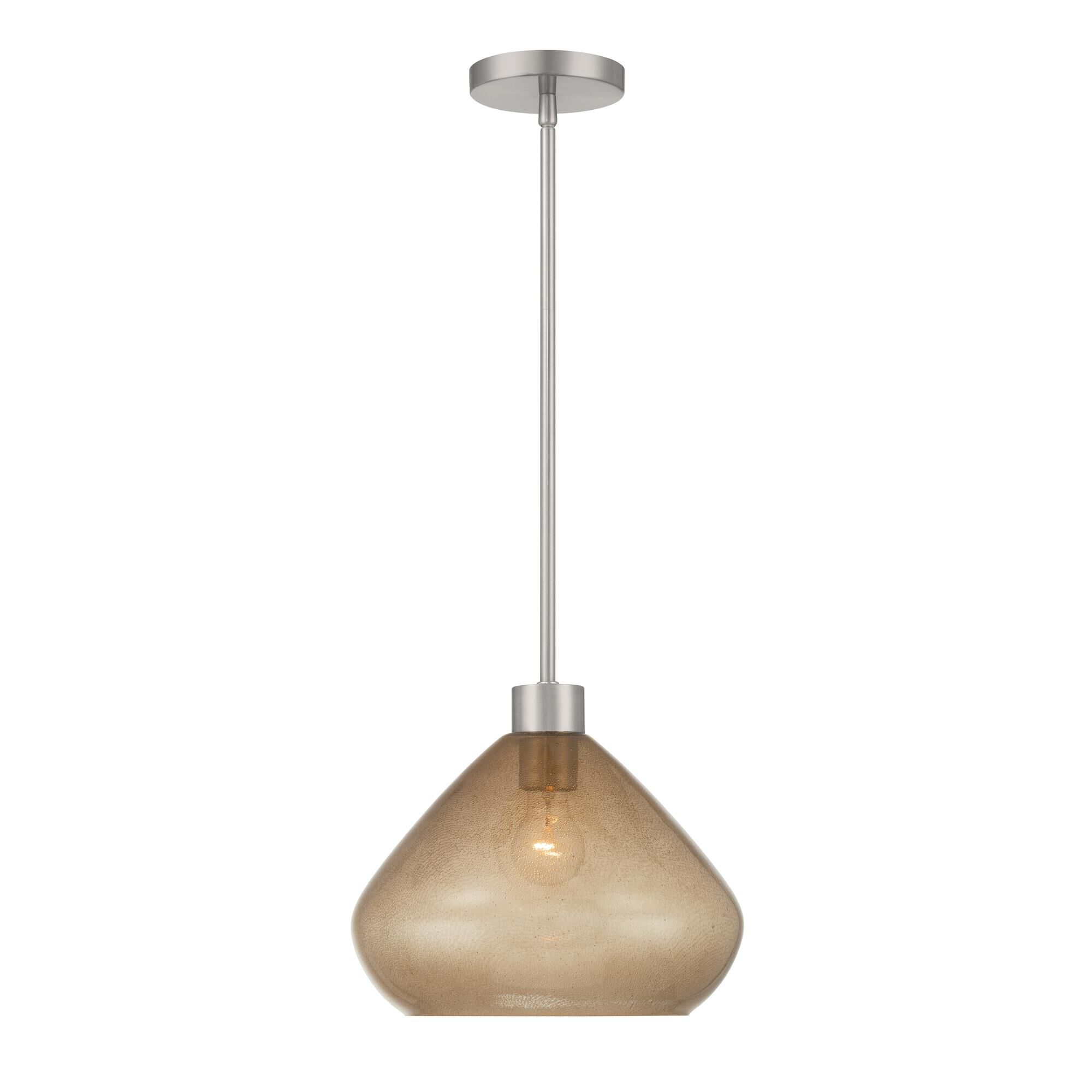 Shown in Brushed Nickel finish and Brown Bubble glass