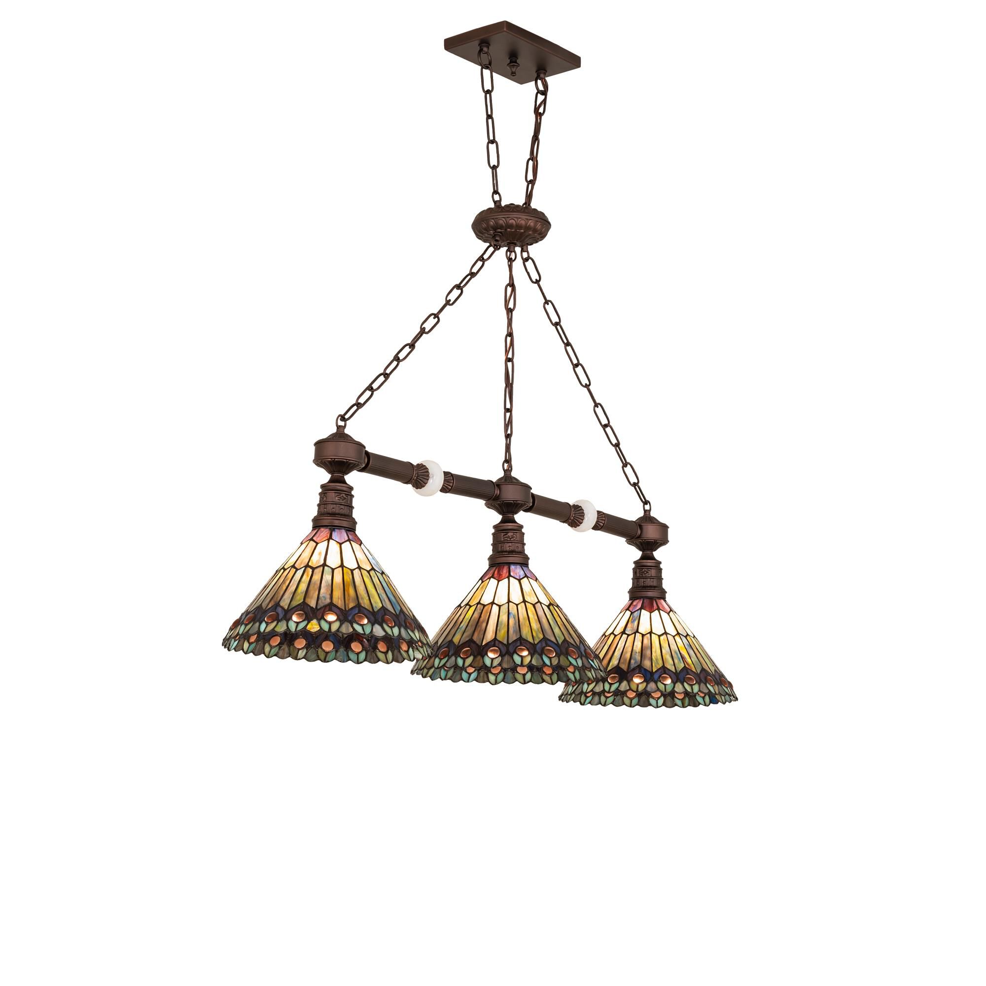 Tiffany Jeweled Peacock 45 Inch Mini Pendant by Meyda Lighting