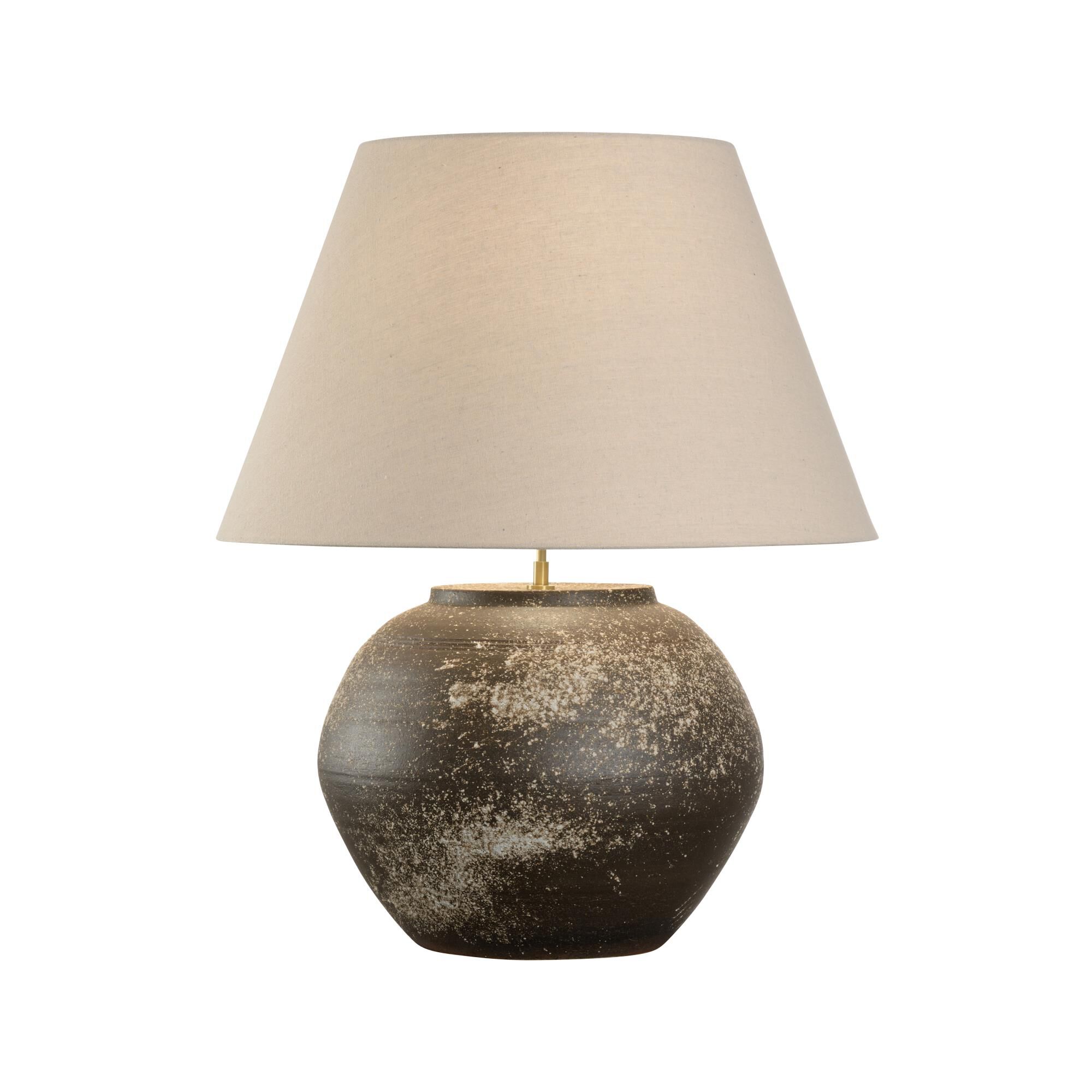 Shown in Brown finish and Linen shade